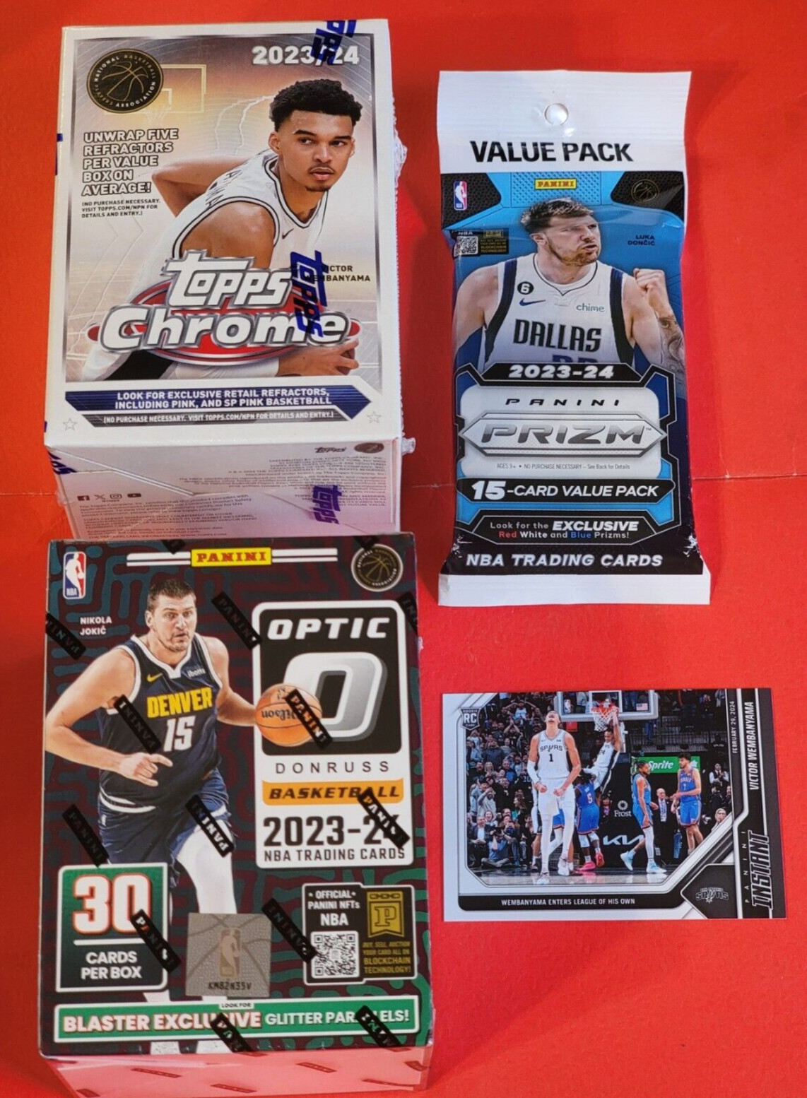 Victor Wembanyama RC CARD #d 2023-24 TOPPS CHROME BOX Prizm BASKETBALL FAT Optic