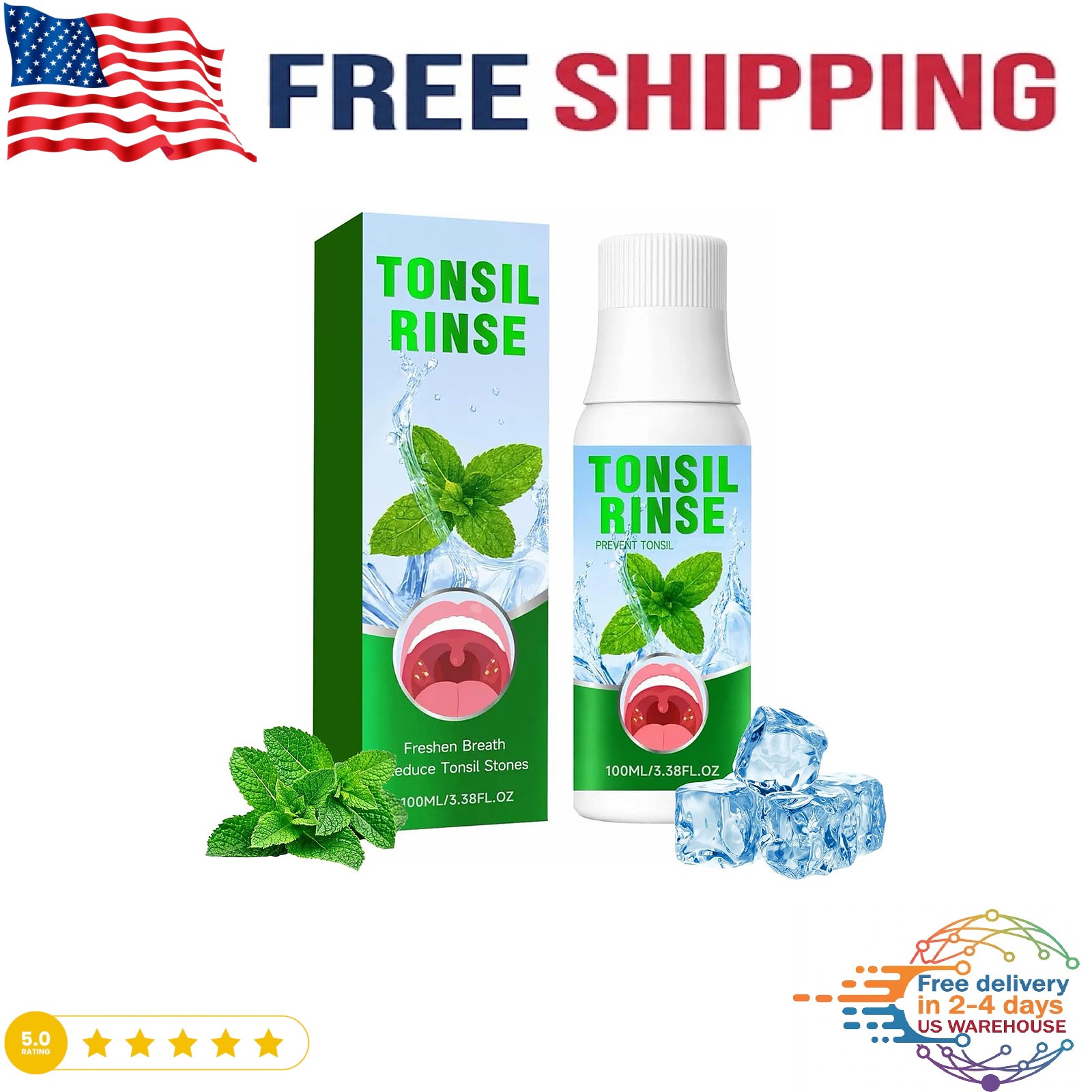Tonsil Stone Remover Mouthwash Natural Oral Rinse Fresh Breath Treatment 100Ml