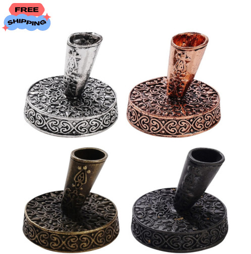 TXIN 4 Pieces Vintage round Metal Feather Pen Holder, Retro Feather Quill Dip