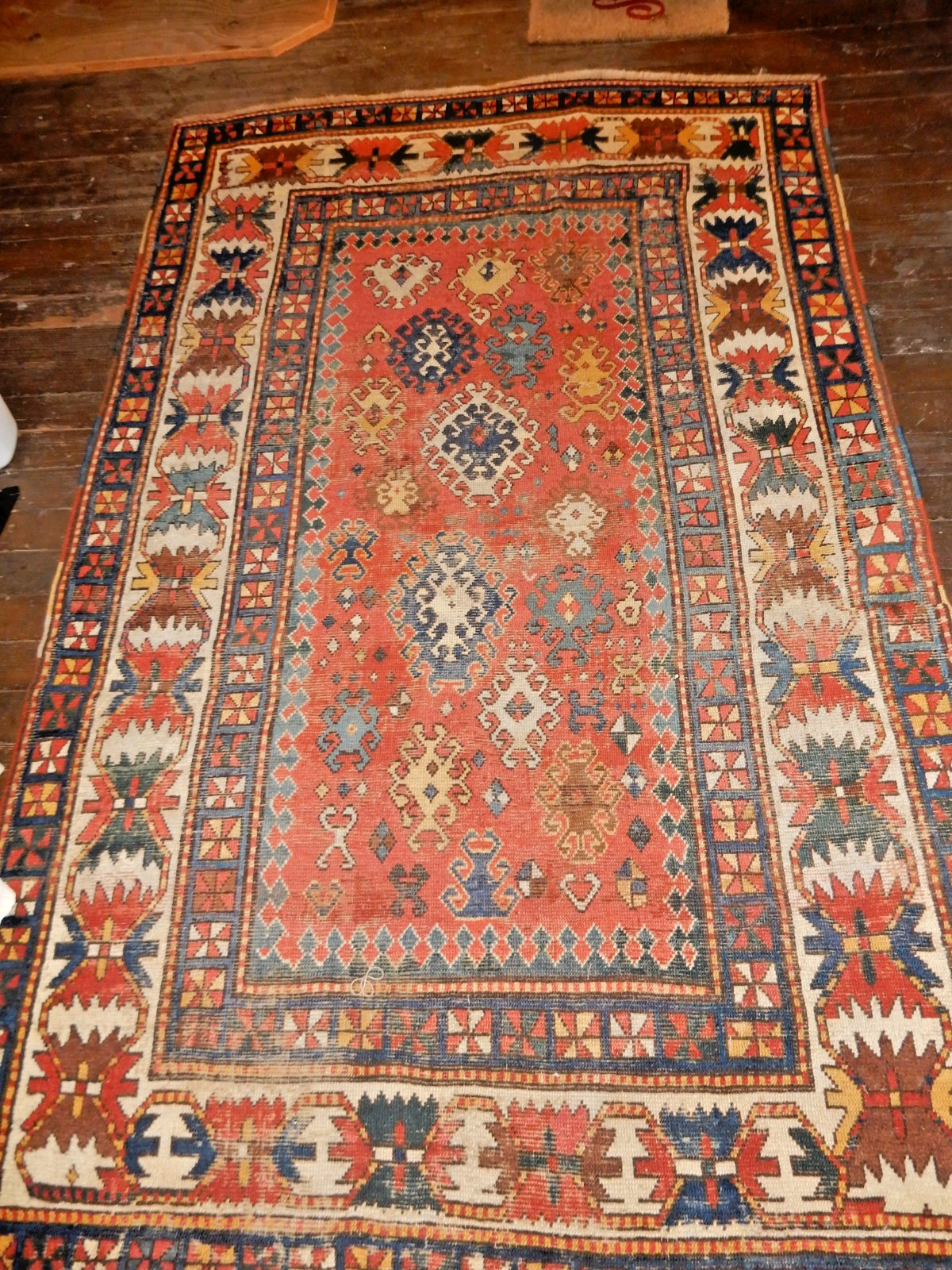 ANTIQUE KAZAK  RUG  ANTIQUE CAUCASIAN  RUG HERIZ CARPET ORIENTAL ANTIKER TEPPICH