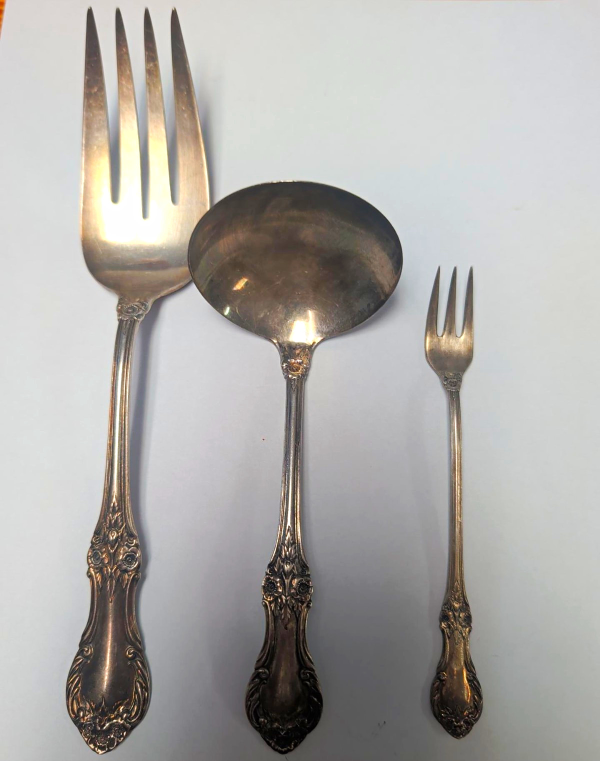 International Sterling Silver (.925) Wild Rose Pattern 3-Piece Flatware Set