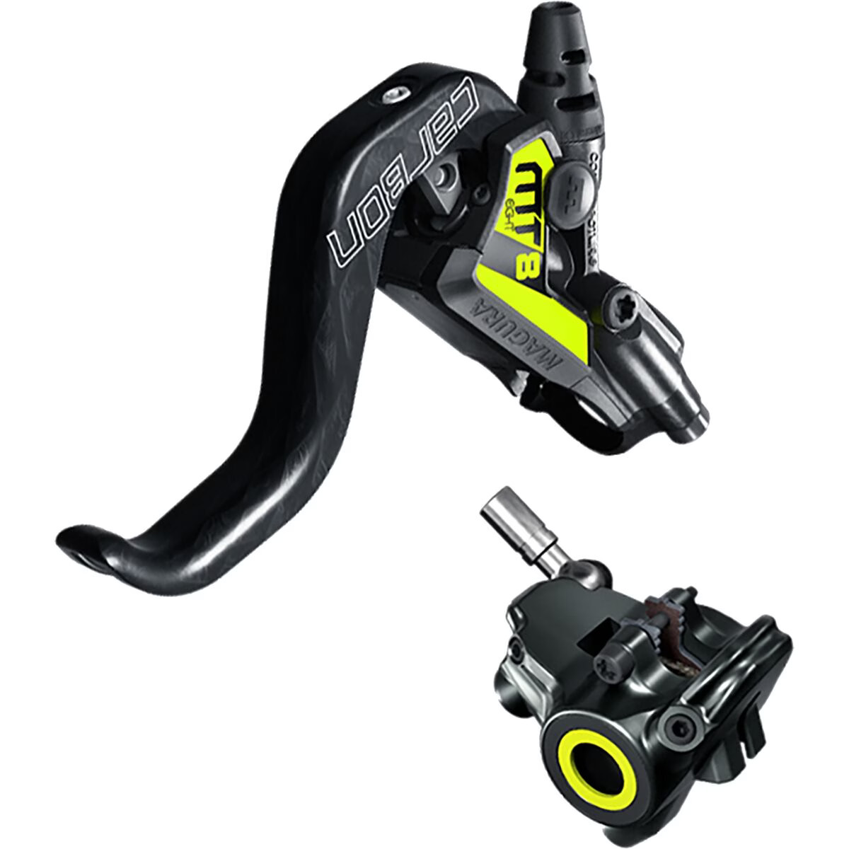 Magura USA MT8 SL FM Carbon Disc Brake Carbon/Yellow, Front or Rear, Flat Mount Magura USA MT8 SL FM Carbon Disc Brake Carbon/Yellow, Front or Rear, Flat Mount