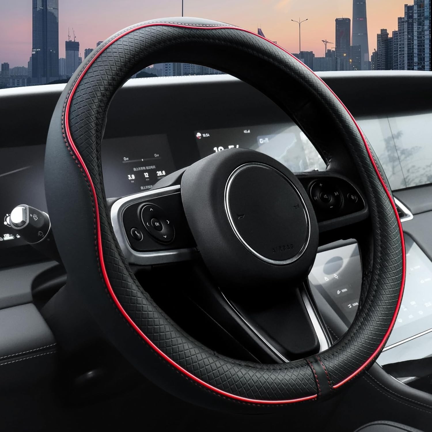 Funda Para Volante De Auto Estilo Deportivo Piel De Microfibra Duradera Accesori