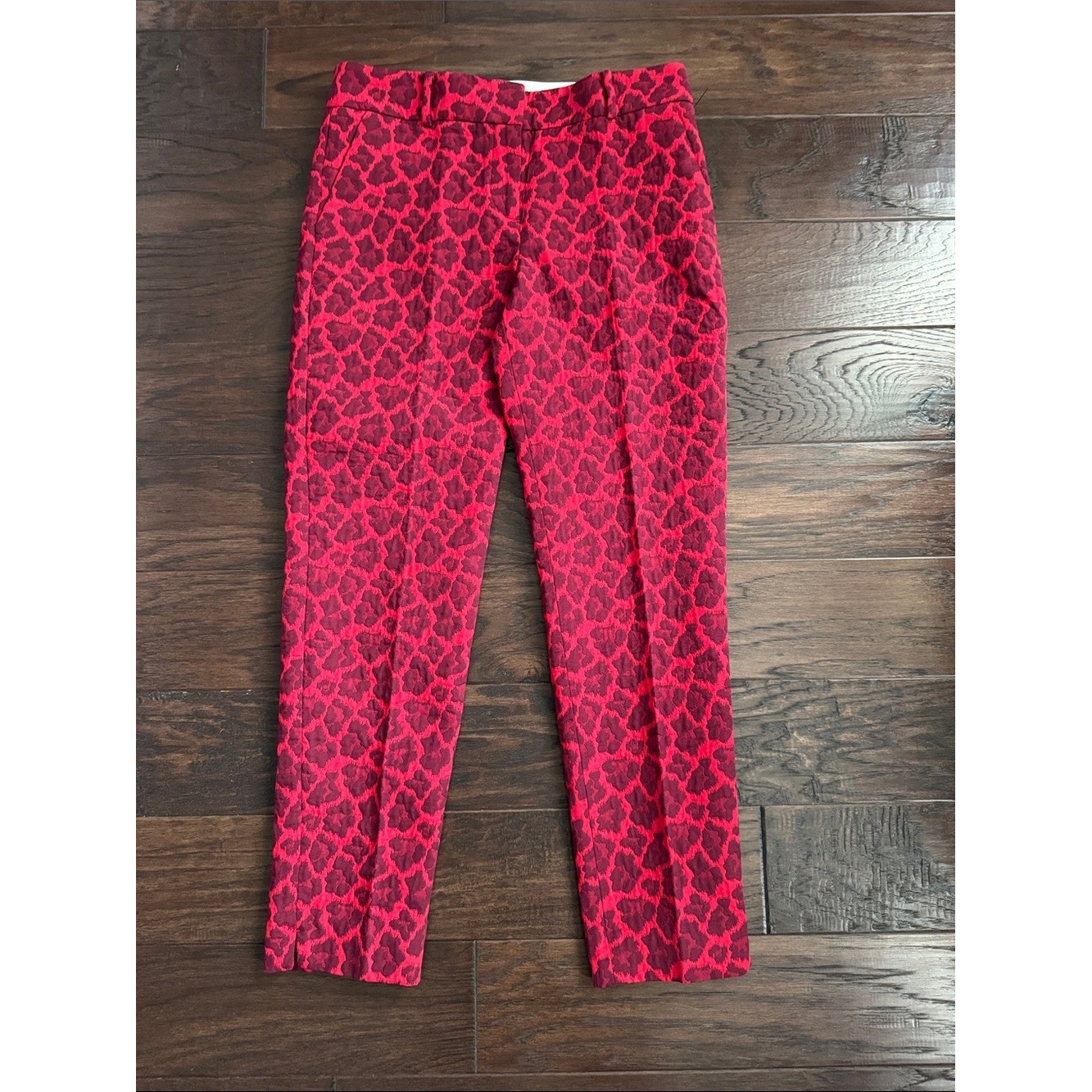 NWOT Talbots Hampshire Ankle Women\'s 4 Red Patterned Cropped Slim Pants