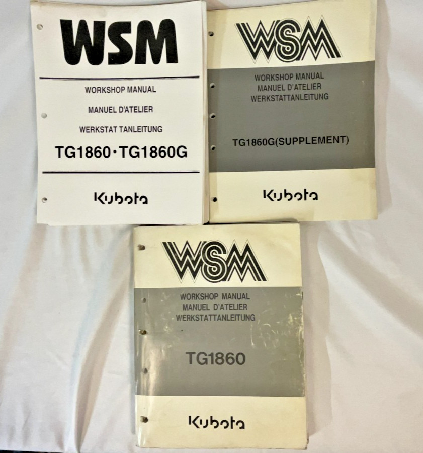 Kubota TG1860 TG1860G OEM Workshop Service Manuals + Supplement 3pc Lot