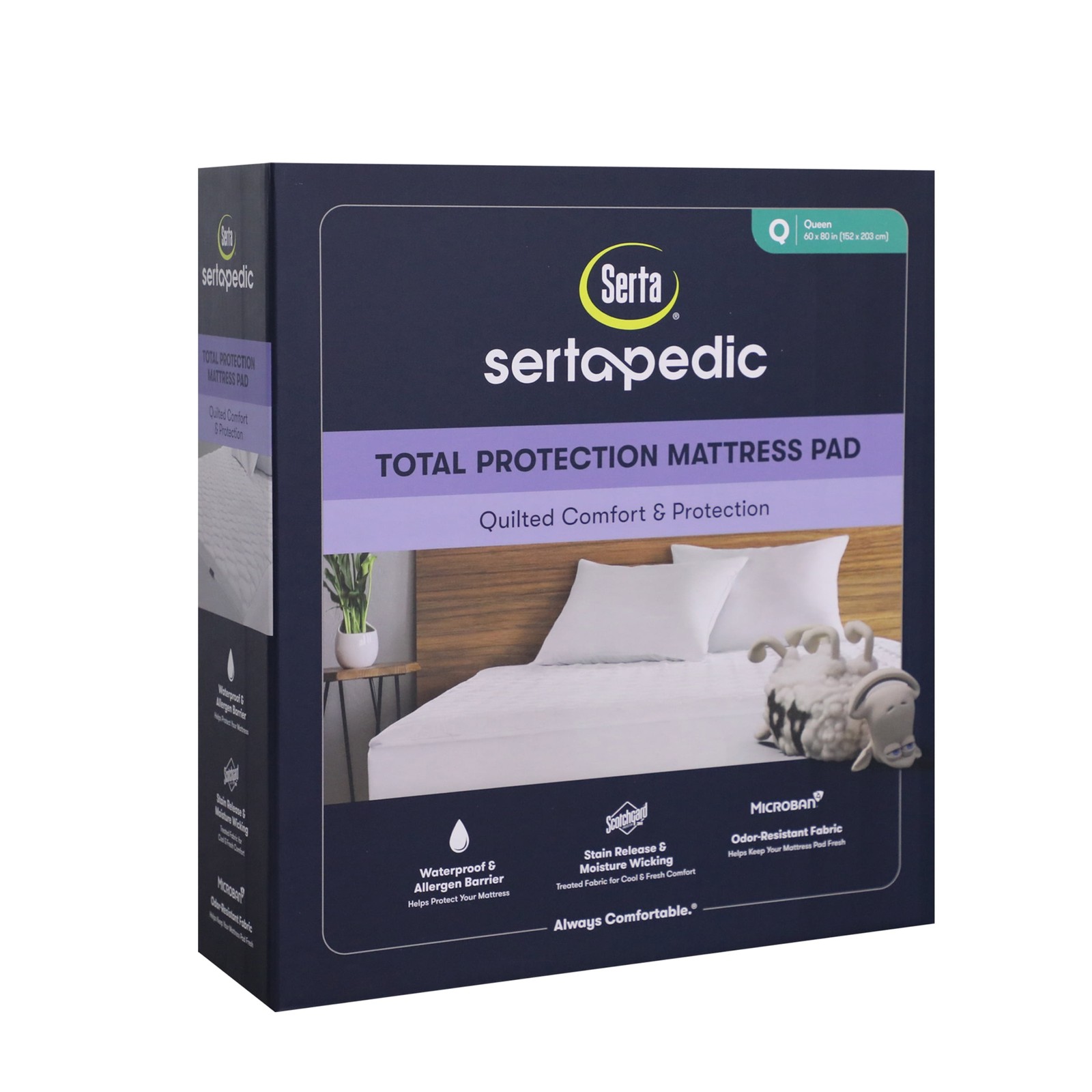 Serta Total Protection Waterproof Mattress Pad, Hypoallergenic, Breathable,