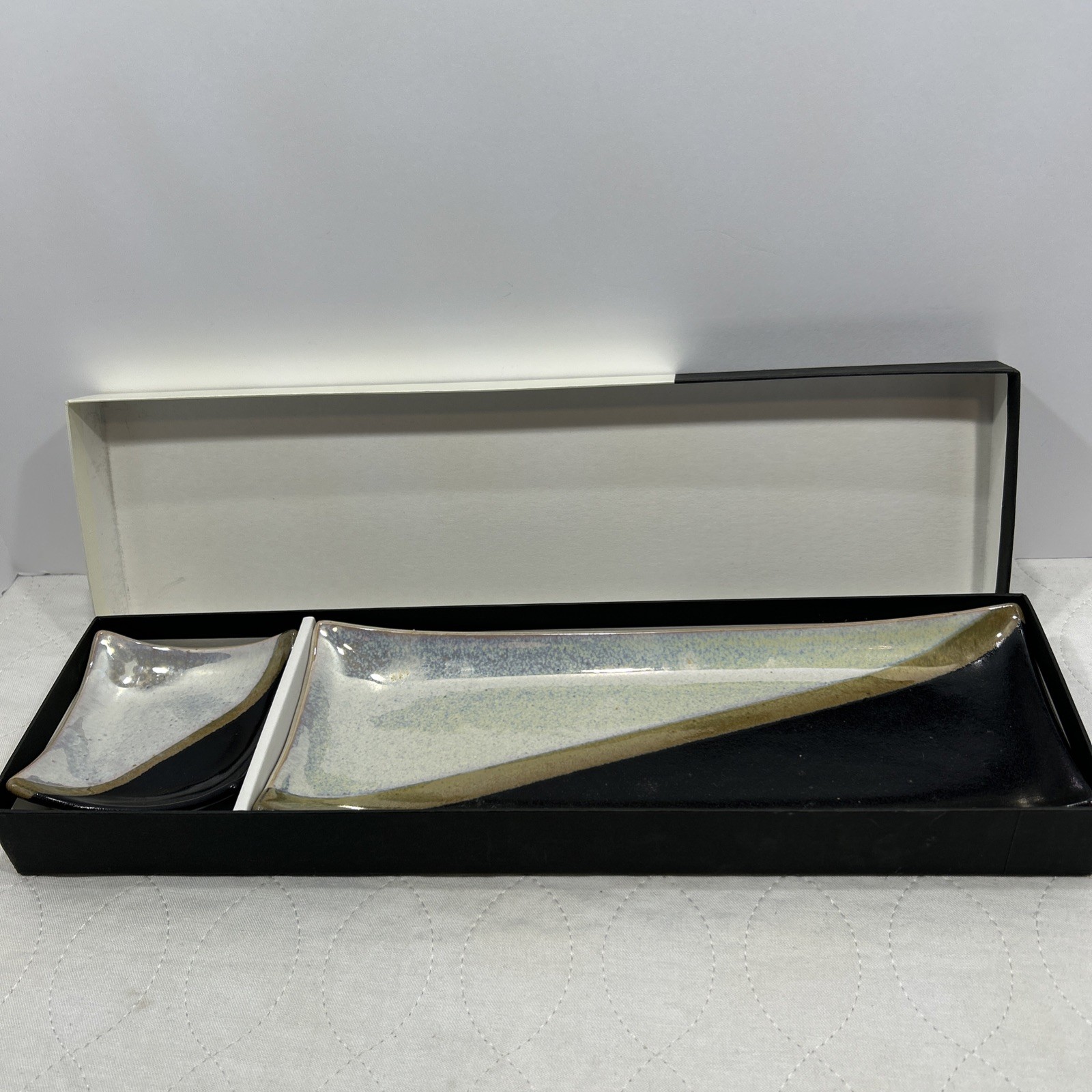 Kotobuki Serving Dish Set In Box. Japanese Stoneware. Ships Safely.