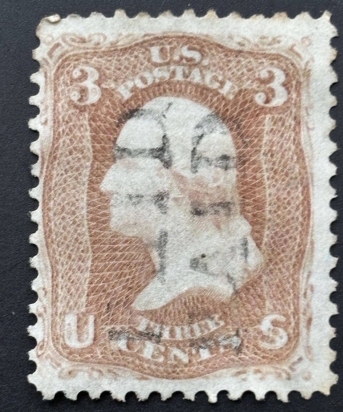 US Stamps - SC# 65 - Washington - Used - Double Paid Cancel
