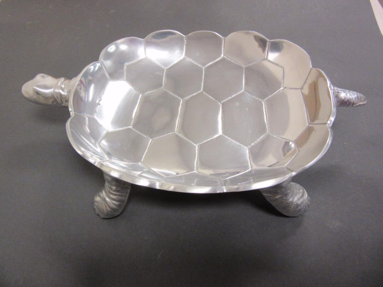 Turtle Candy Serving Bowl Trinket Tray Chrome Plated Decorative Centerpiece New