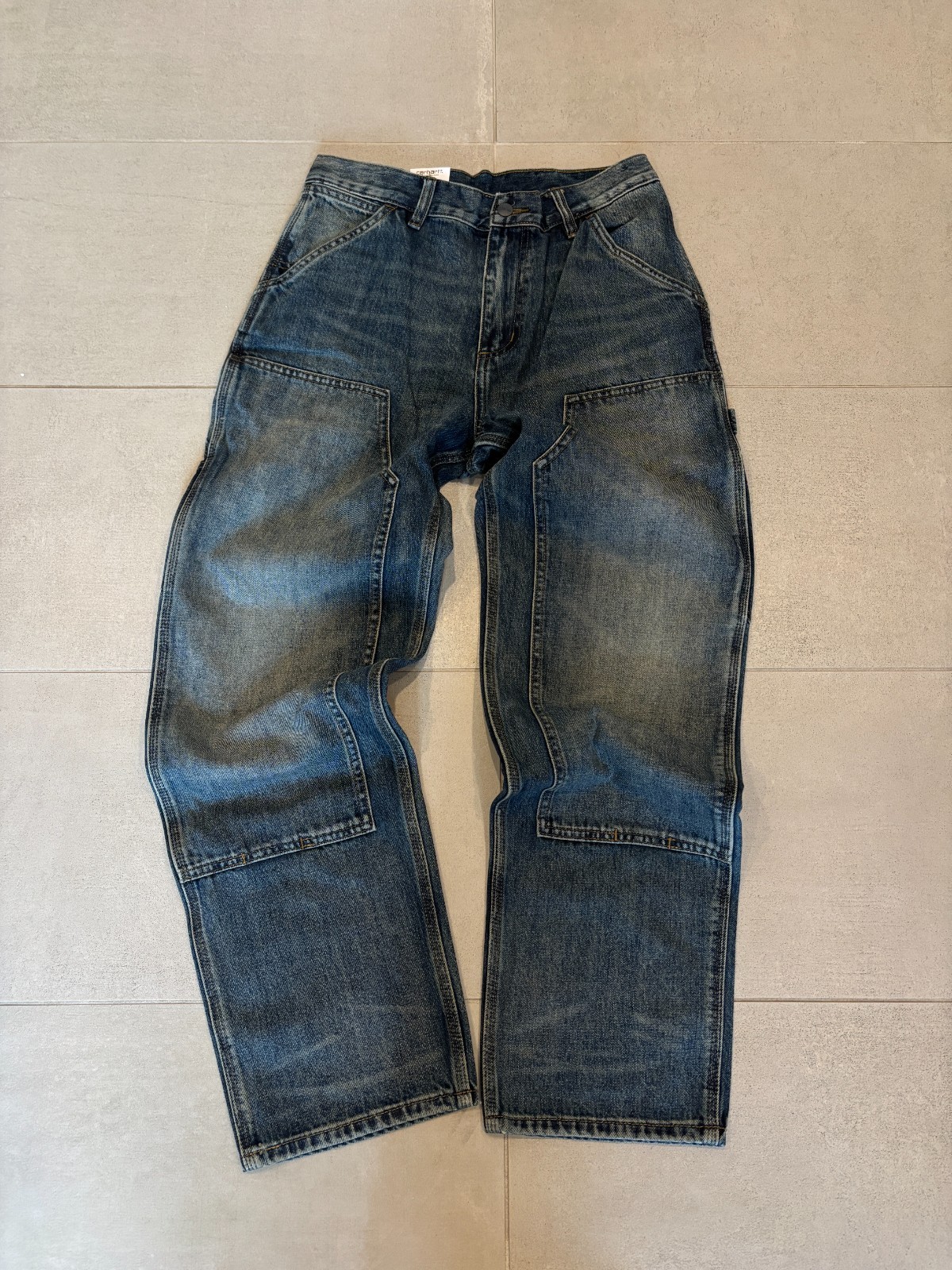 Carhartt WIP Double Knee Pant Denim Washed Blue NEW Carhartt WIP Double Knee Pant Denim Washed Blue NEW