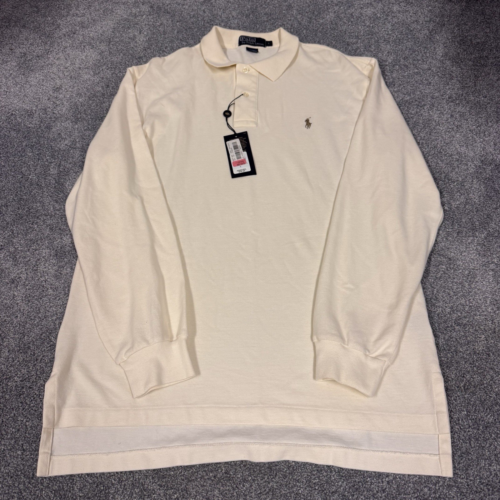 VTG Polo Ralph Lauren Polo Long Sleeve Collared Interlock Cream Shirt Large VTG Polo Ralph Lauren Polo Long Sleeve Collared Interlock Cream Shirt Large