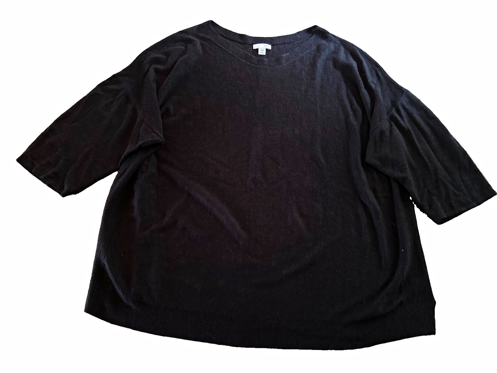J. Jill Women\'s Black Knit Boat Neck 3/4 Sleeve Linen Rayon Sweater 2X