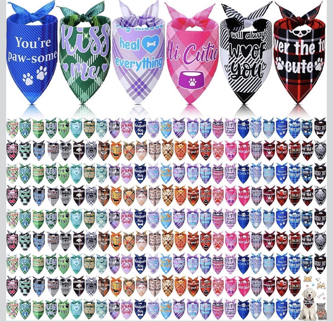 200 Pcs Dog Bandanas Bulk Pet Bibs Colorful Triangle Scarf So Cute And Colorful