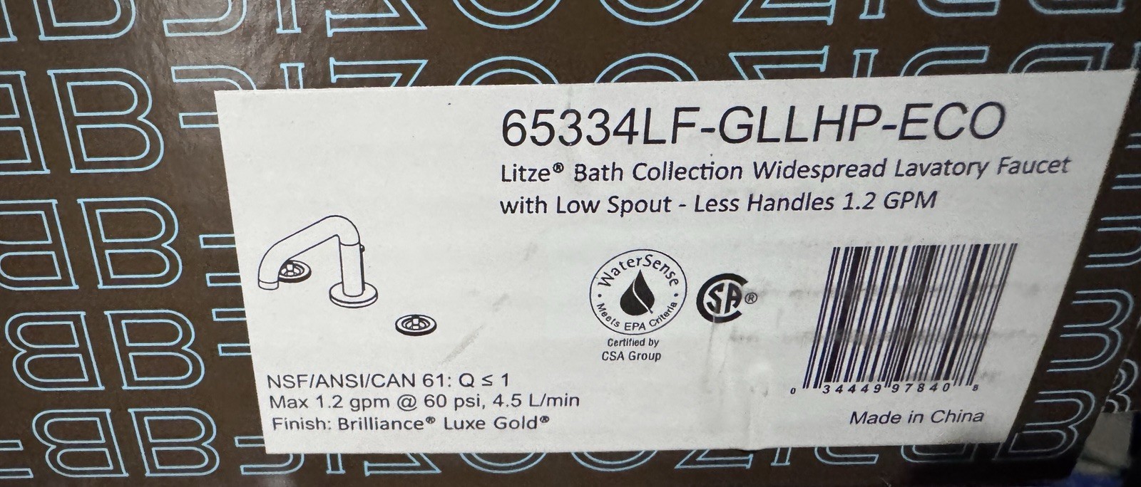 Brizo 65334LF-GLLHP-ECO Litze Luxe Gold 1.2 GPM Faucet with Pop-Up Drain Brizo 65334LF-GLLHP-ECO Litze Luxe Gold 1.2 GPM Faucet with Pop-Up Drain
