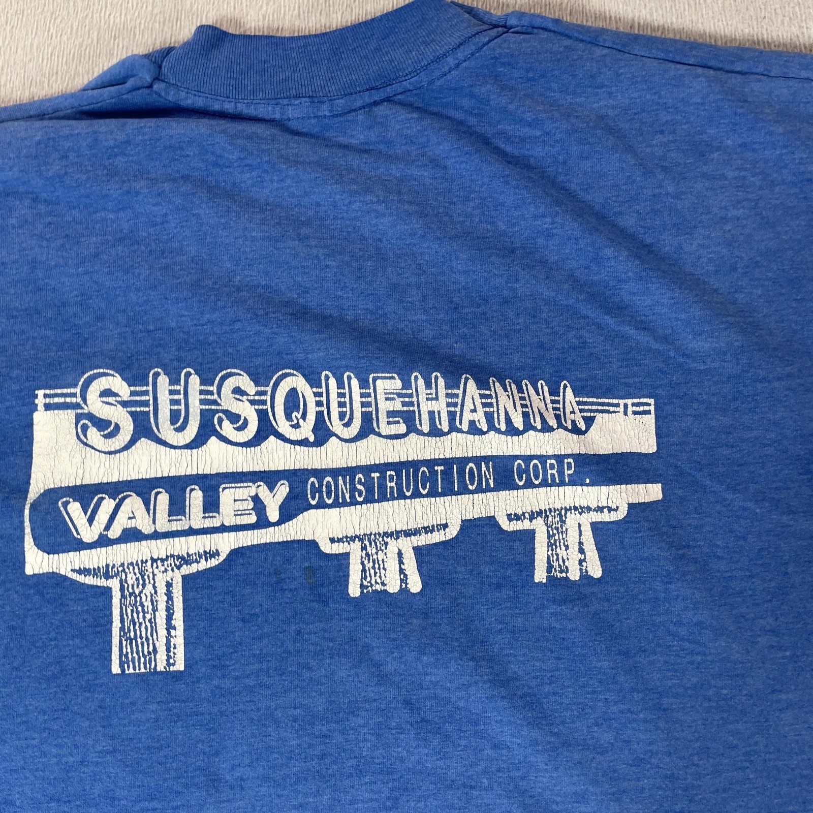 Vintage Susquehanna Valley Construction Shirt Mens XL Pocket Tee Single Stitch T