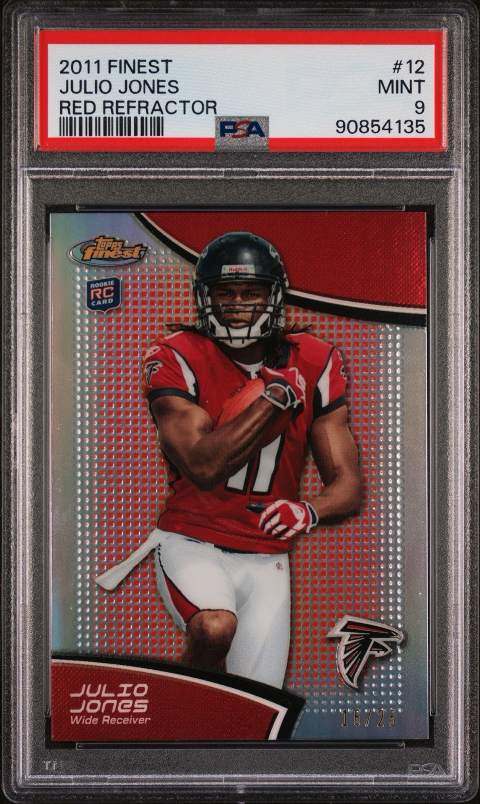 2011 Topps Finest - Julio Jones #12 Red Refractor #16/25 (RC) PSA 9 Falcons