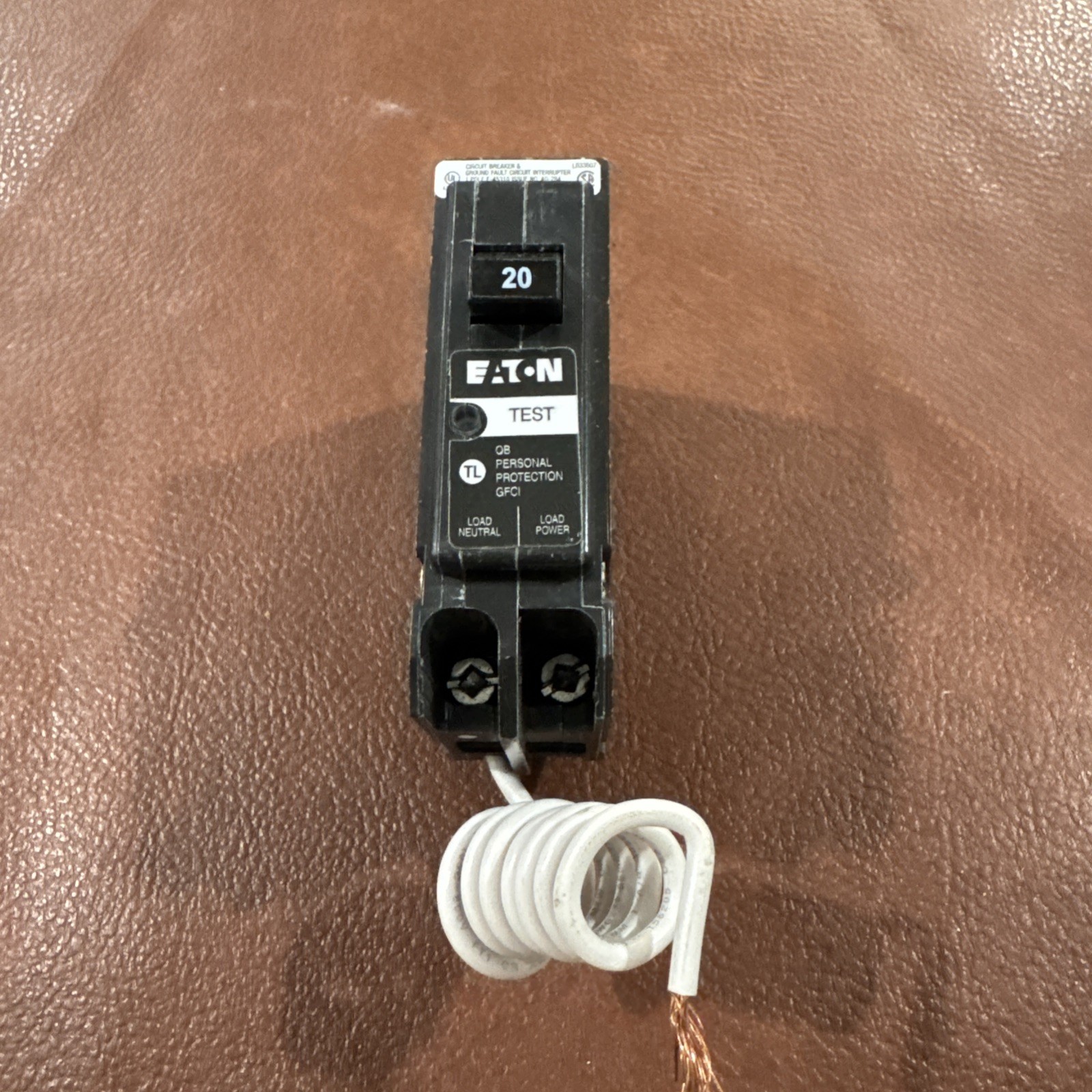 EATON QBH1020GF 20 Amp 1 Pole 120V Ground Fault Bolt on Circuit Breaker 1P 20A