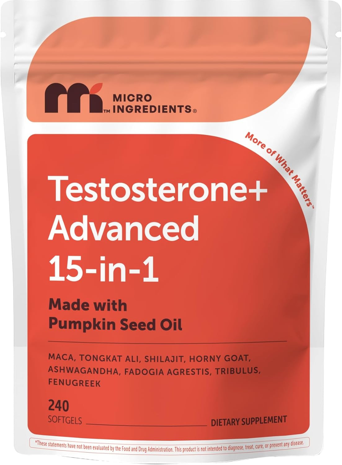 Testosterone+ Advanced Men’s Formula, 15-in-1 Complex, 240 Softgels