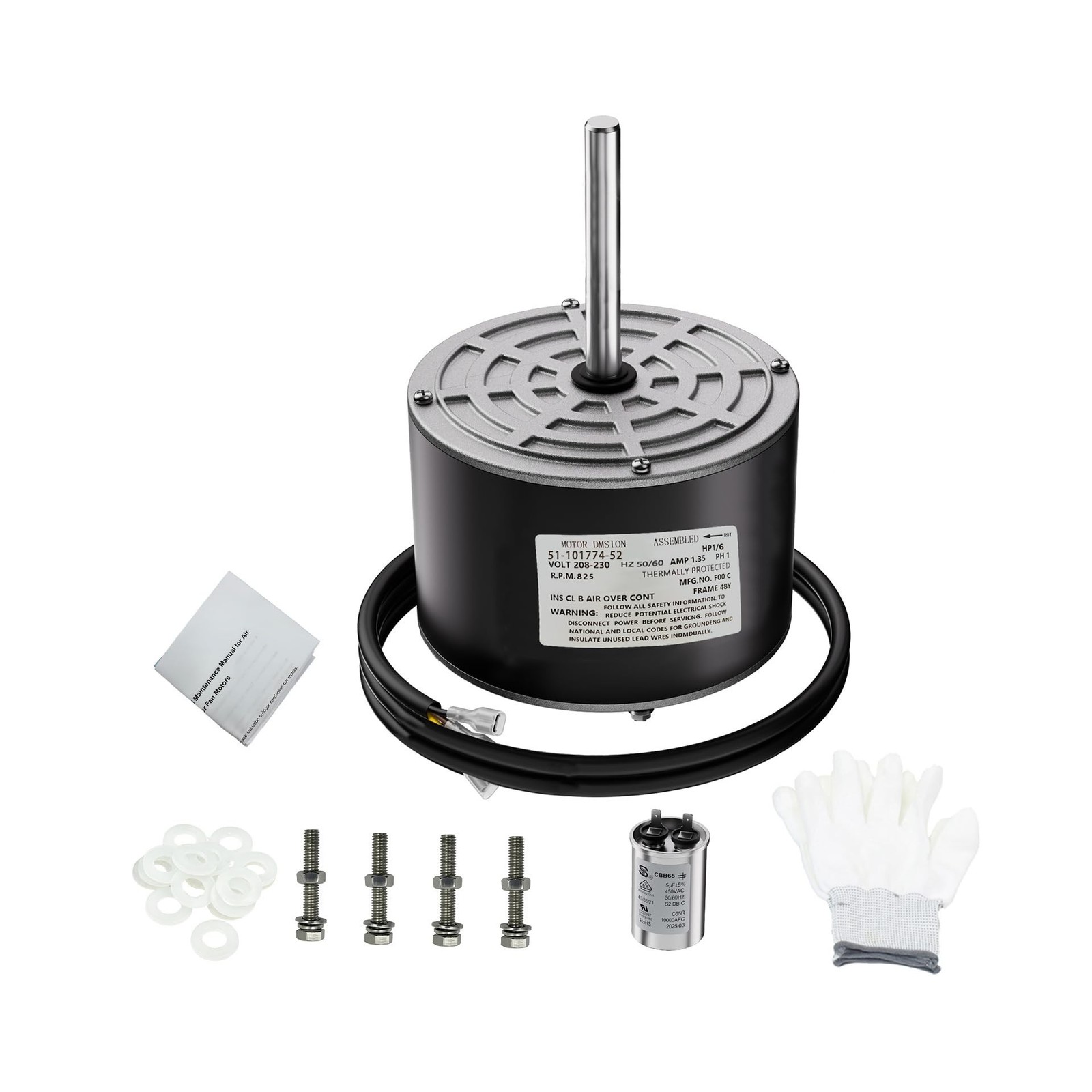 51-101774-52 PD512807 1/6 HP 825 RPM Condenser Fan Motor Compatible Replaceme... 51-101774-52 PD512807 1/6 HP 825 RPM Condenser Fan Motor Compatible Replaceme...