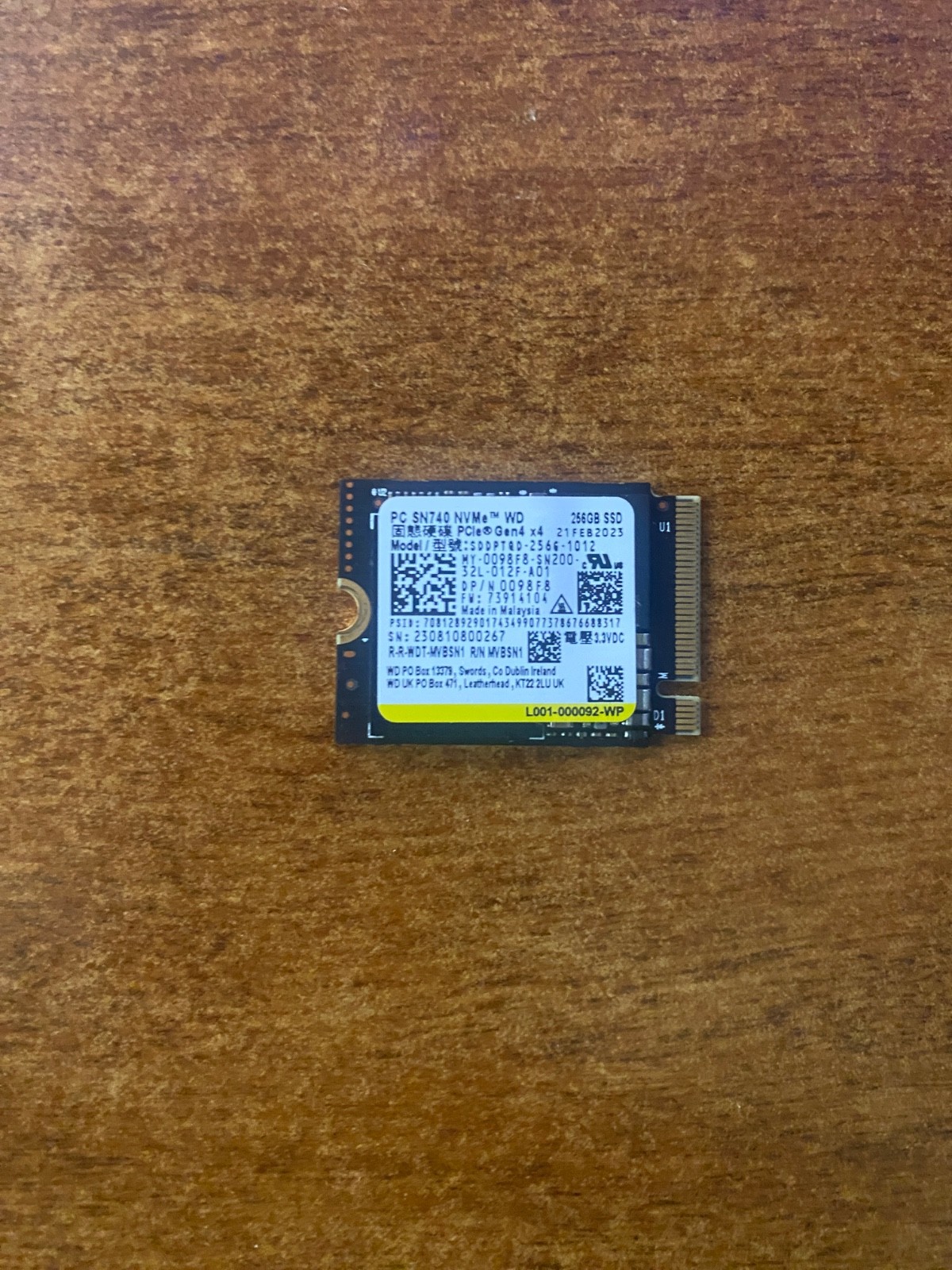 WD SN740 256GB M.2 2230 NVMe Gen4 x4 SSD SDDPTQD-256G | 100% Health