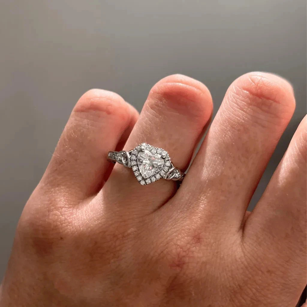 2 Ct Heart Cut White Moissanite Engagement Ring 14K White Gold Plated
