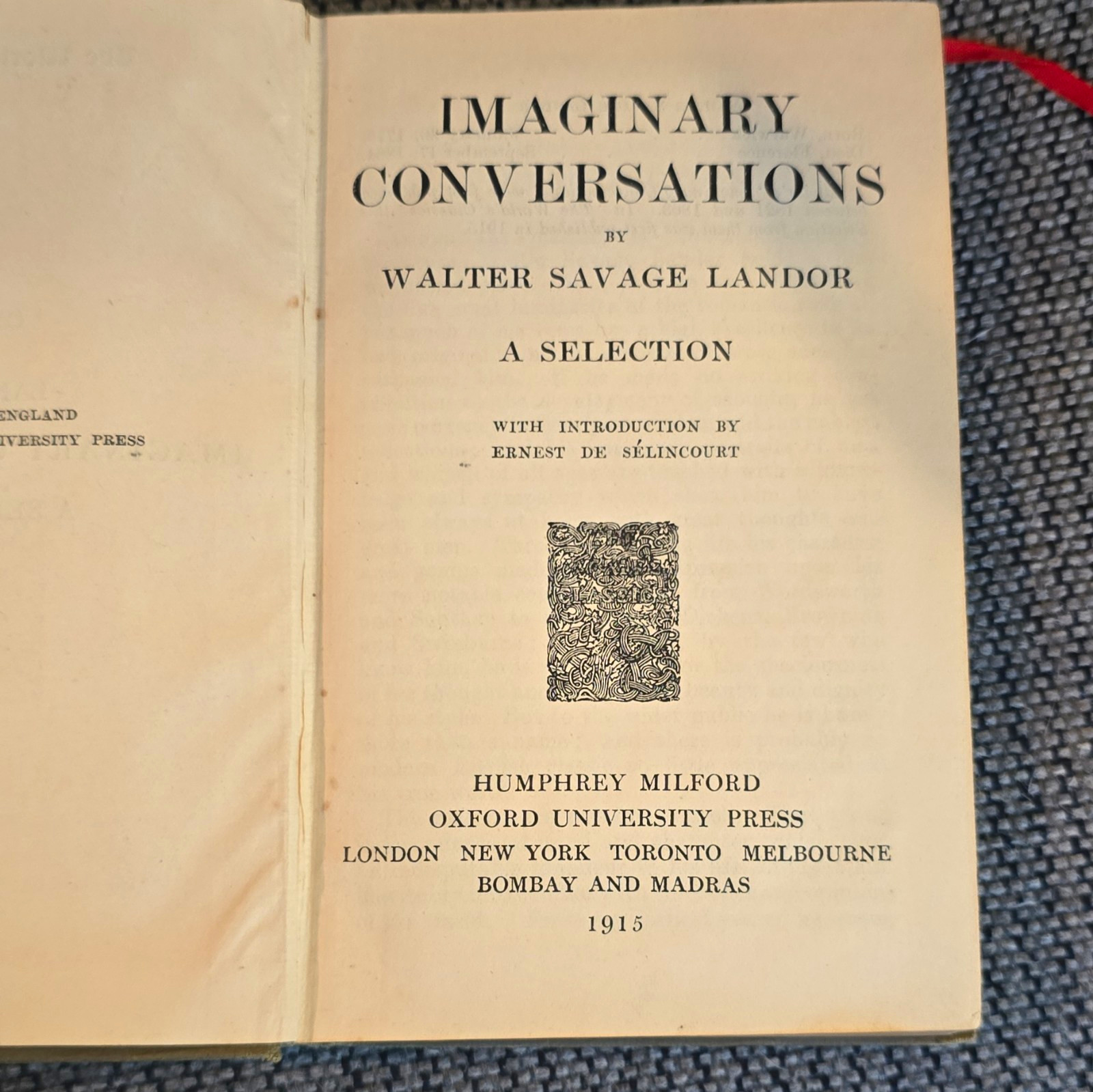 Oxford University Press Imaginary Conversations Selection HC 1915