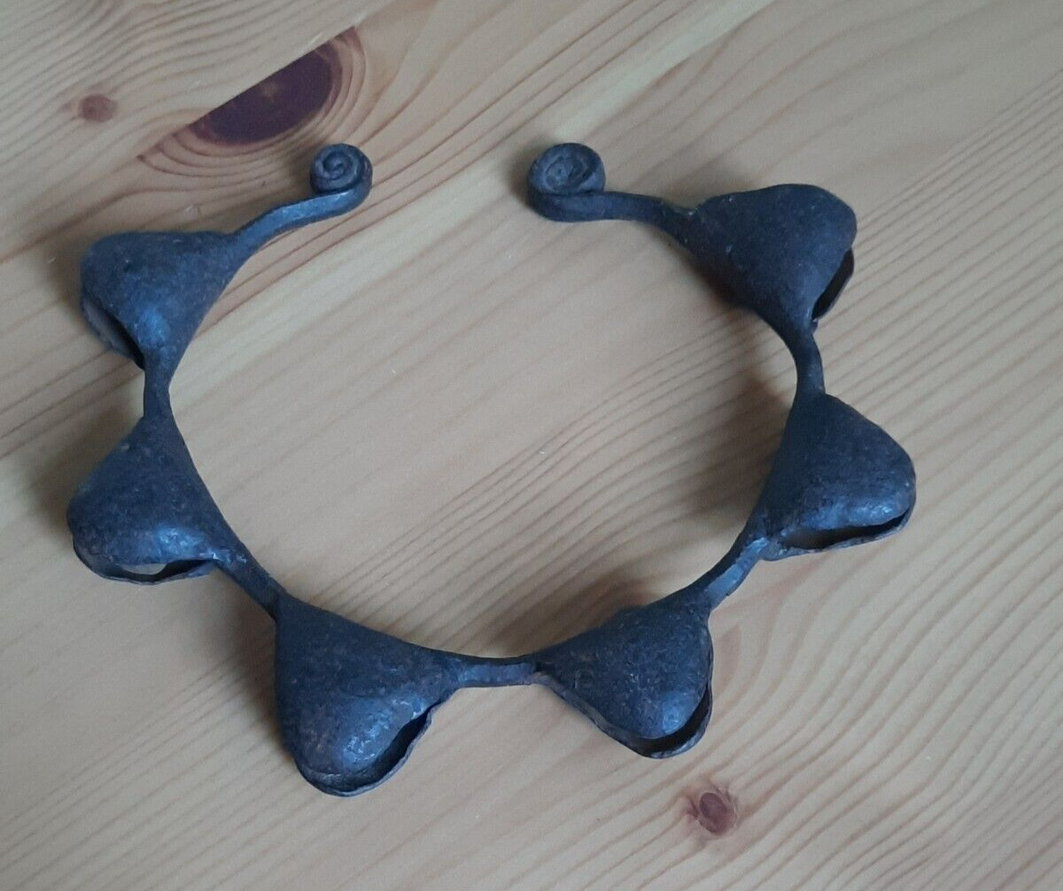 Primitive Antique Wrought Iron Ring Jingle Bells Hand Held Rattle Primitive Antique Wrought Iron Ring Jingle Bells Hand Held Rattle