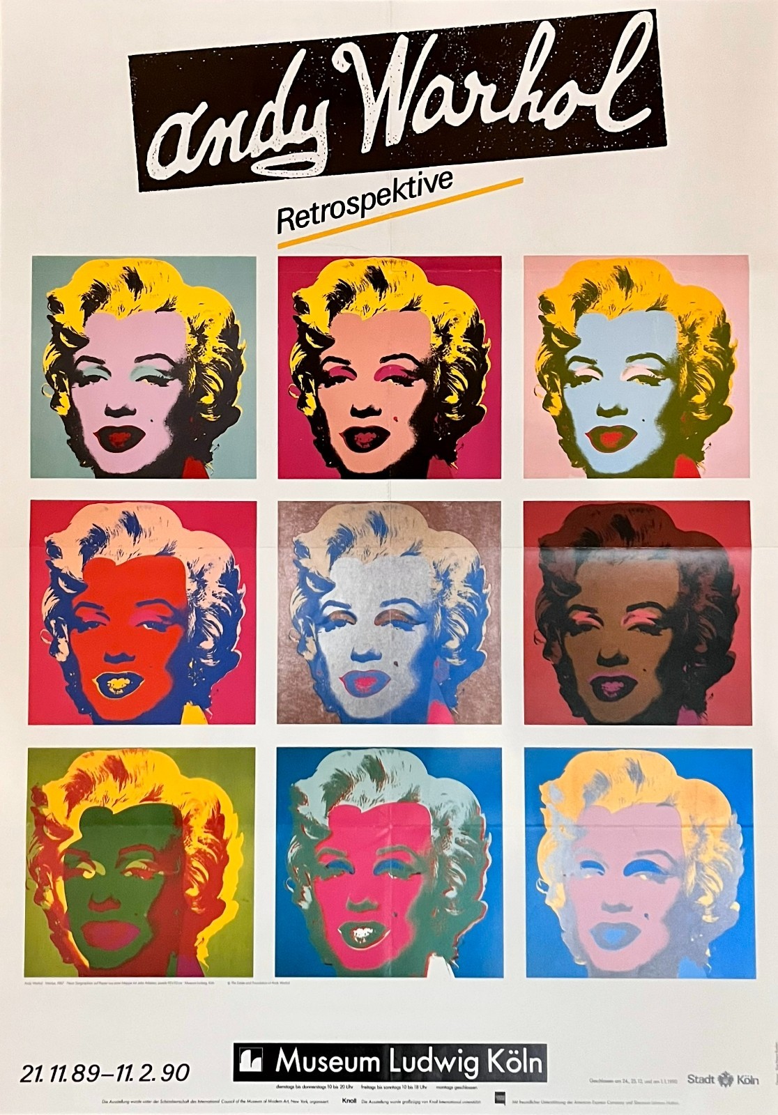 Andy Warhol Marilyn 1968 Poster | 9 Marilyns | Museum Ludwig Cologne 1989