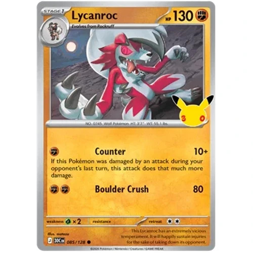 Lycanroc 085/128 30th Celebration Holo Lycanroc 085/128 30th Celebration Holo