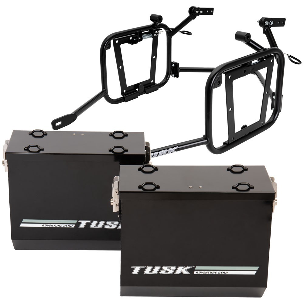 Tusk Aluminum Panniers with Pannier Racks V2 Large Black for Kawasaki KLR 650
