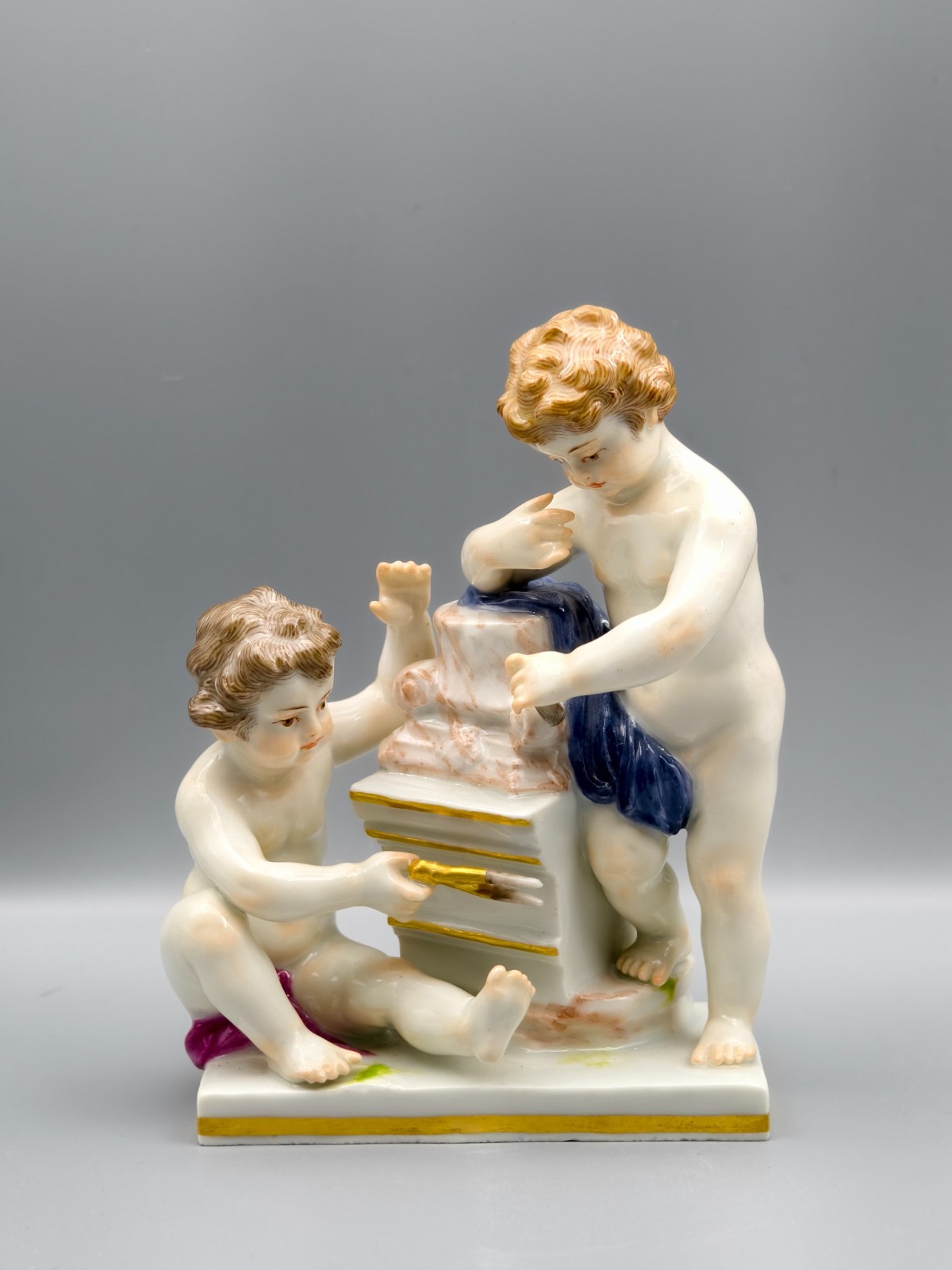 Antique Meissen Porcelain Putti Figurine C32 Crossed Swords Damaged