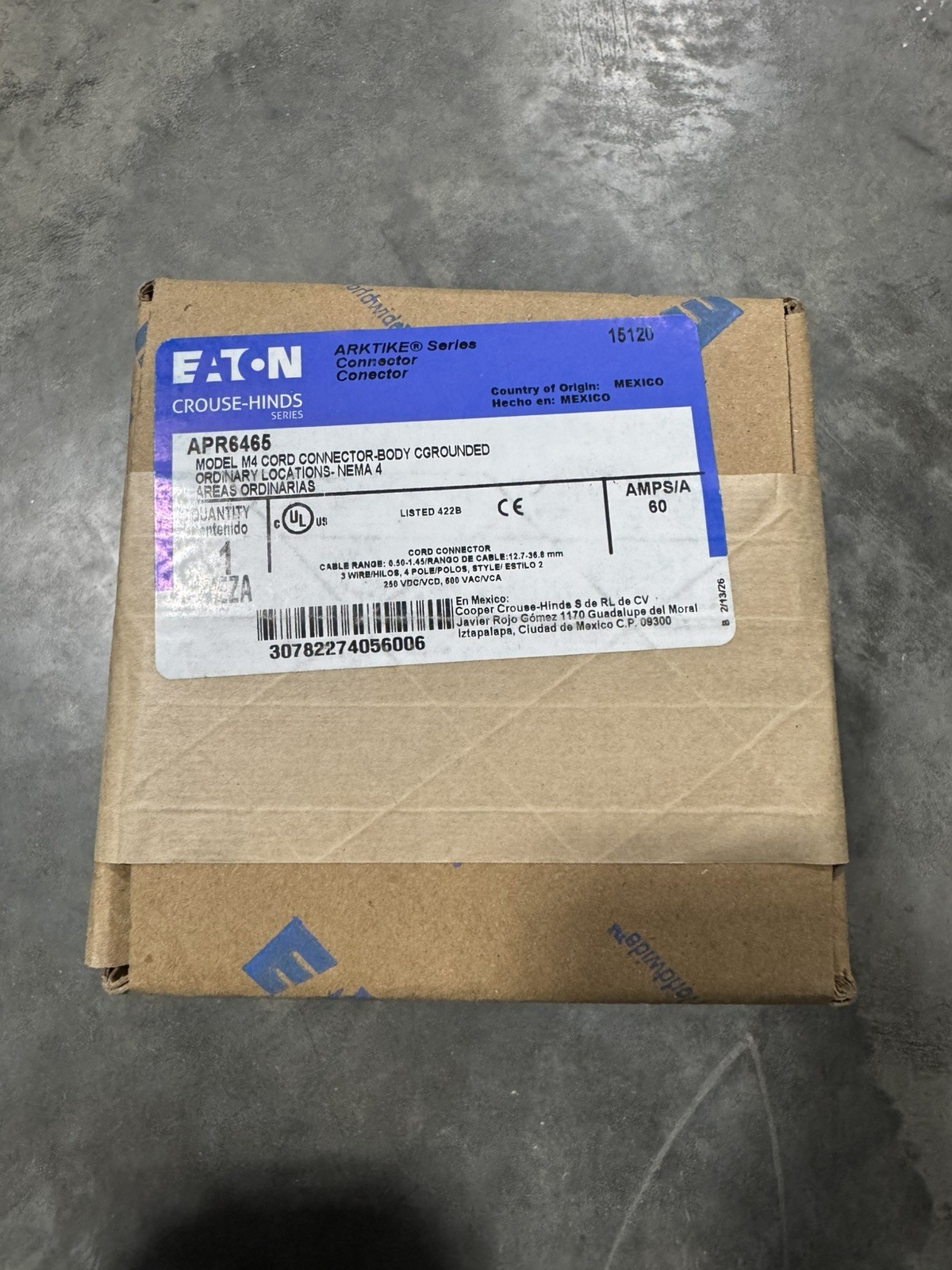Crouse-Hinds APR6465 3-Wire/4-Pole Arktite Heavy-Duty 60A 600V Connector