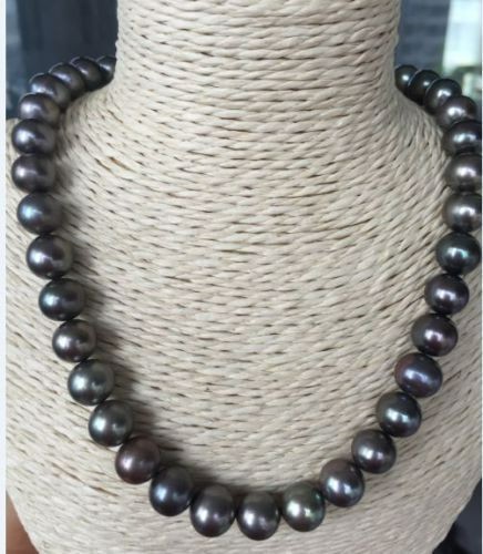 New Natural HOT AAAAA+ 9-10mm Genuines Tahaitian Black Pearl Necklace 18\'\'14k New Natural HOT AAAAA+ 9-10mm Genuines Tahaitian Black Pearl Necklace 18\'\'14k