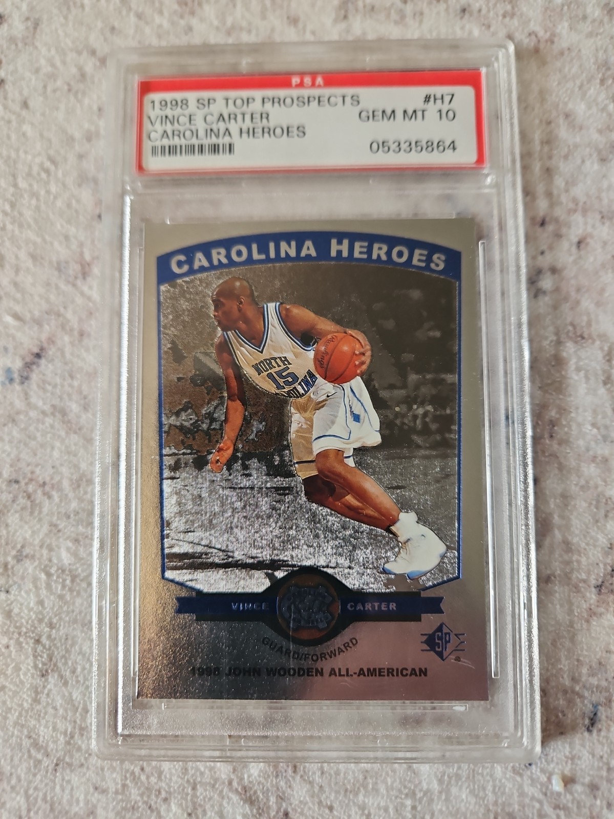 1998 SP Top Prospects - Vince Carter - Carolina Heroes #H7 (RC) Rookie PSA 10 1998 SP Top Prospects - Vince Carter - Carolina Heroes #H7 (RC) Rookie PSA 10