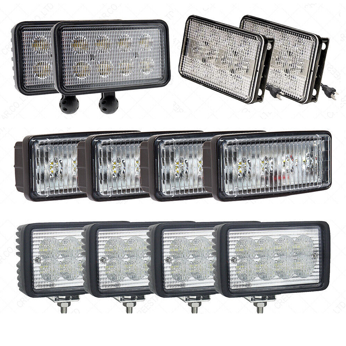 12x LED Work Lights Kit For John Deere 7010 Series: 7210 7410 7610 7710 7810