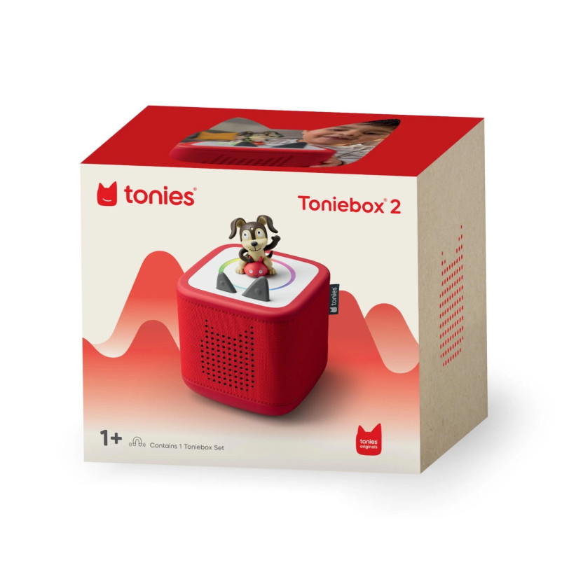 TONIES Toniebox 2 Starter Set Sunset Red with Playtime Puppy Audio Player