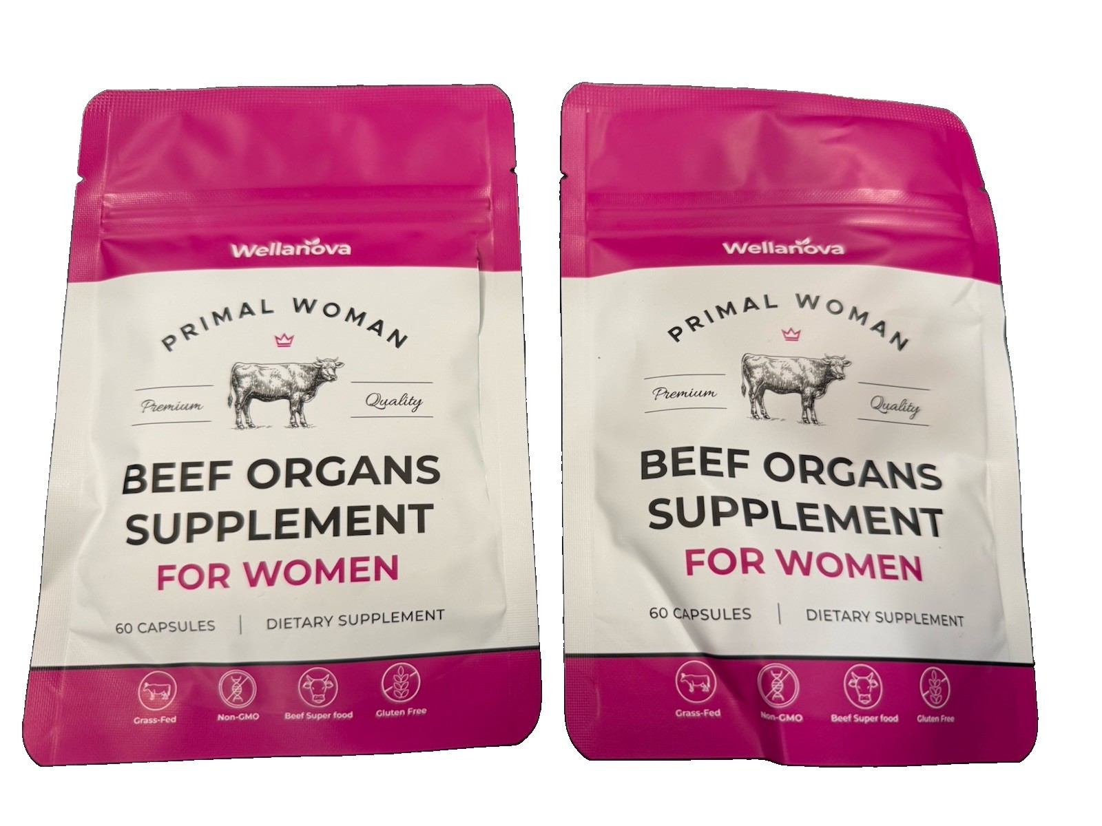 Lot Of 2 Primal Beef Organ Supplement for Women, Grass-Fed Superfood 60 Pack