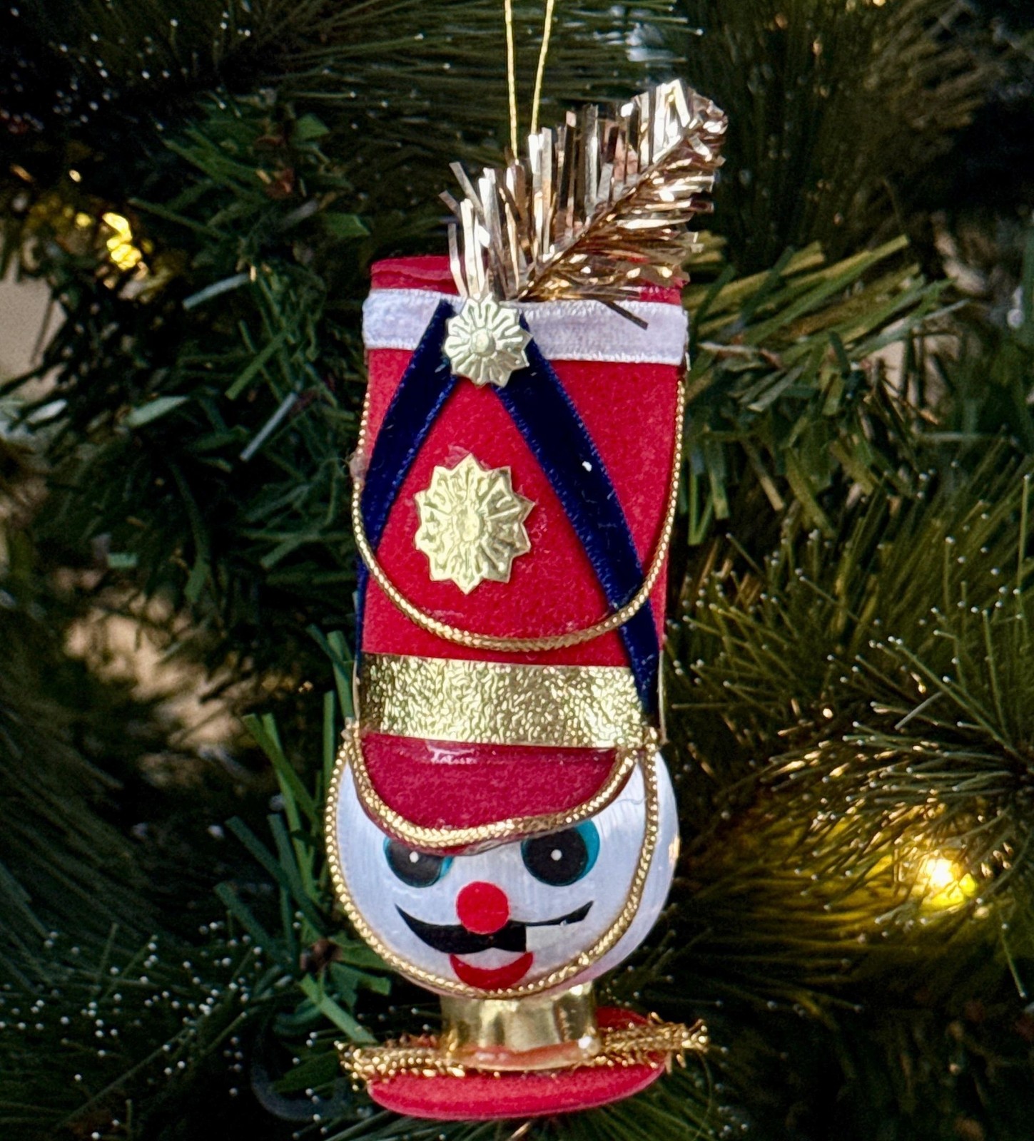 1950s Vintage Toy Soldier Drum Major Head Christmas Ornament Satin Ball Japan 1950s Vintage Toy Soldier Drum Major Head Christmas Ornament Satin Ball Japan