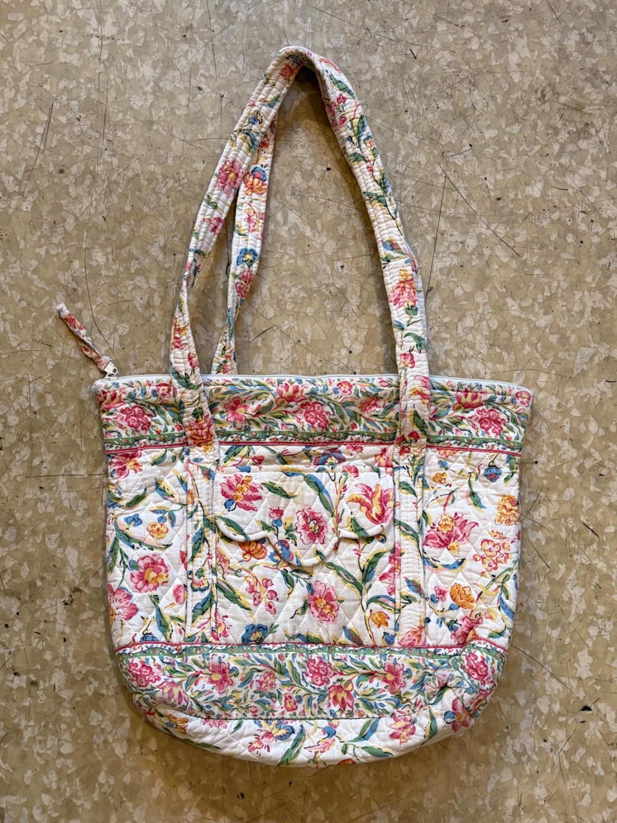 Vintage 1998 Vera Bradley Designs Perennials Floral Quilted Cotton Tote Bag USA