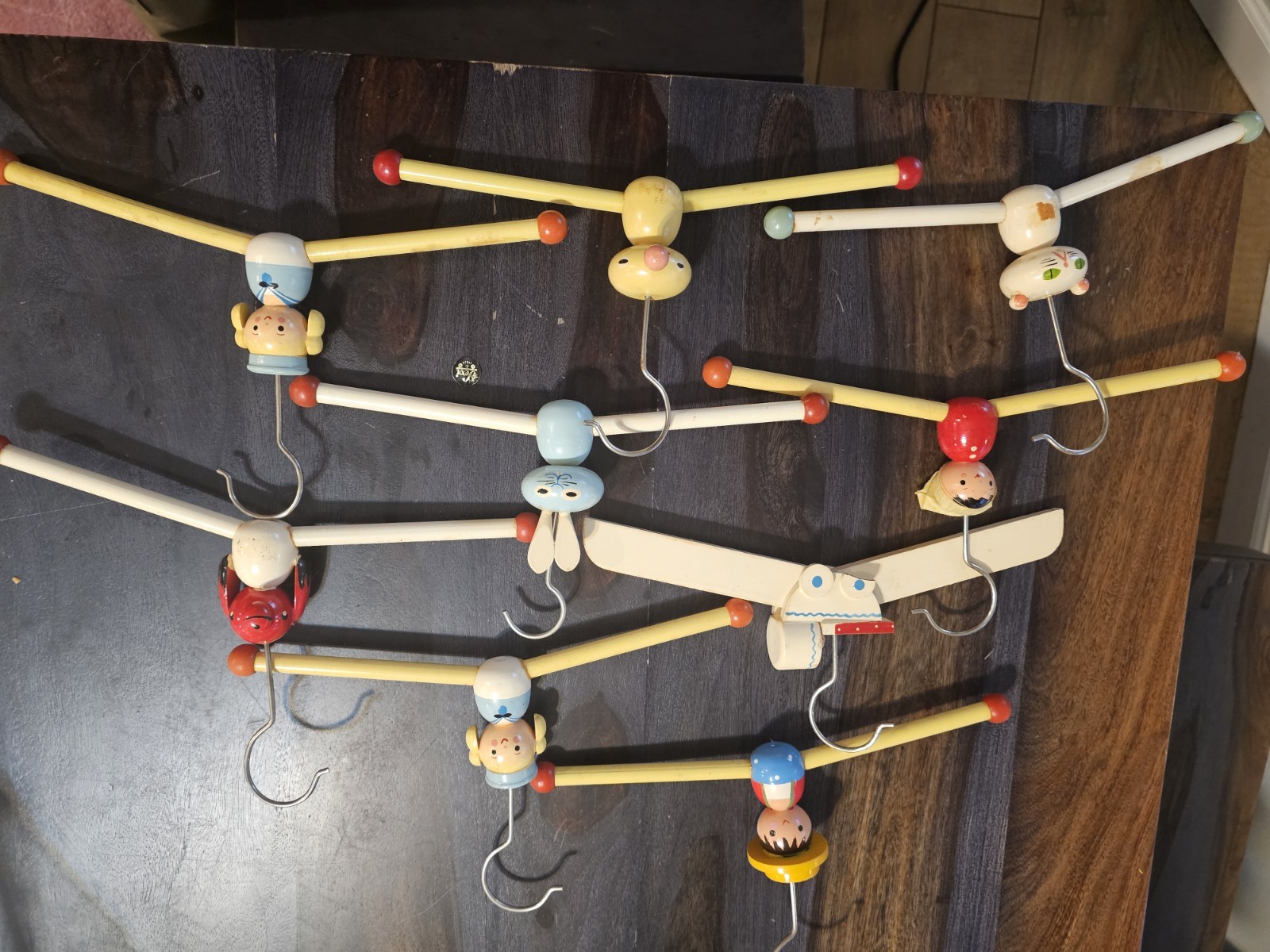 Vtg Irmi Bering 1960\'s Childrens Clothes Hanger Hand Painted. 9 Total. Beautiful