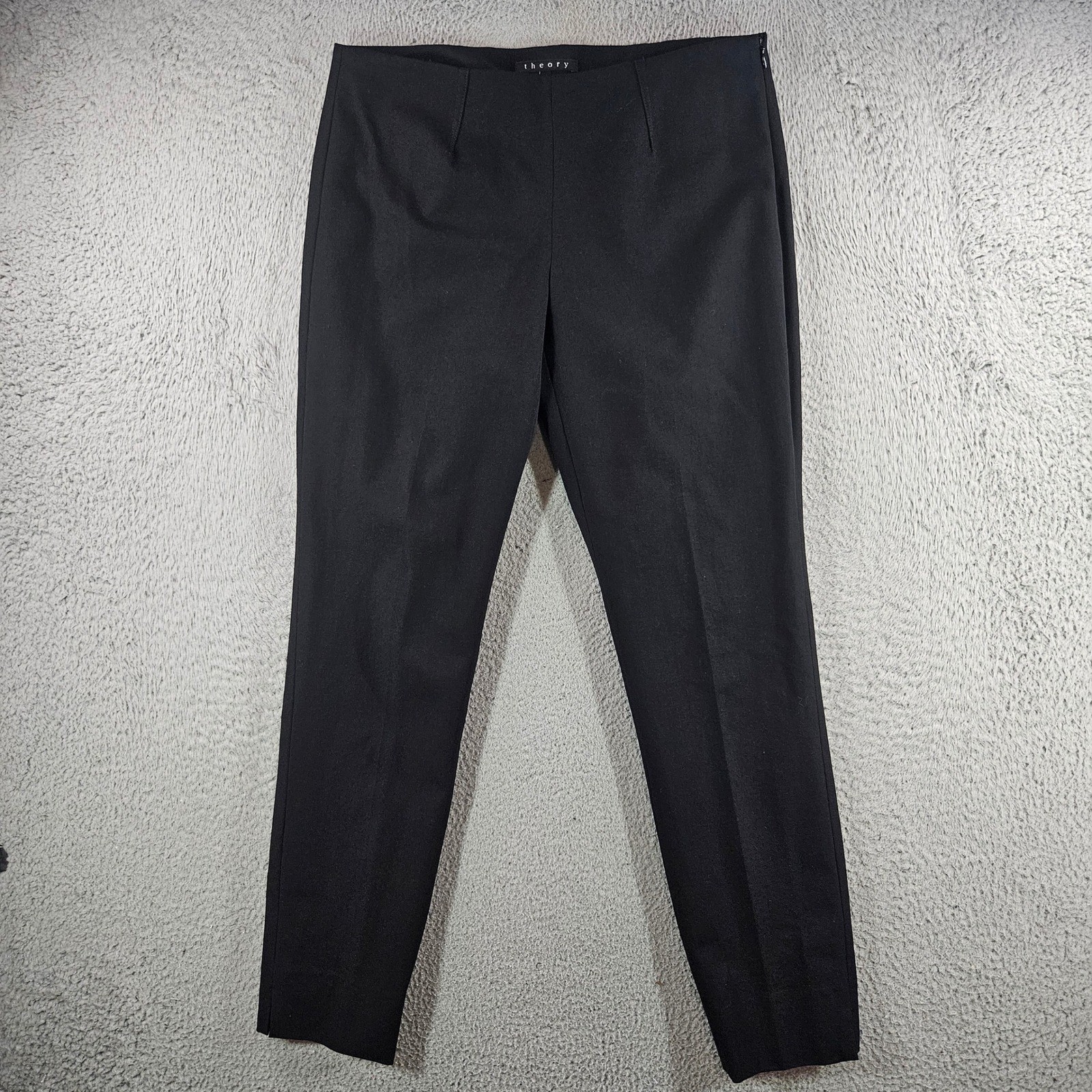 Theory Belisa Basis Black Slim Fit Side Zip Trousers Pants Women Size 8