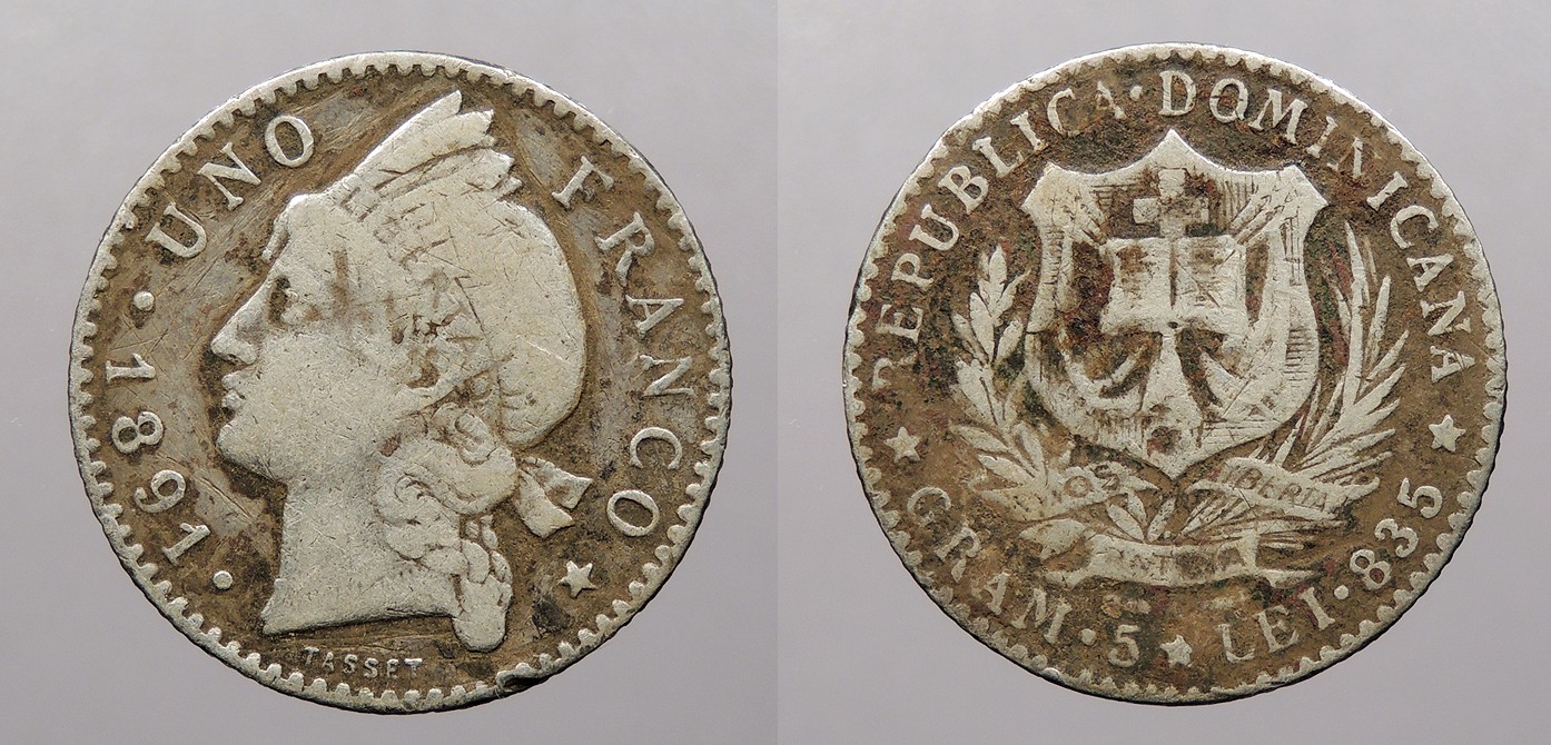 DOMINICAN REPUBLIC 1891-A Franco #WC107052