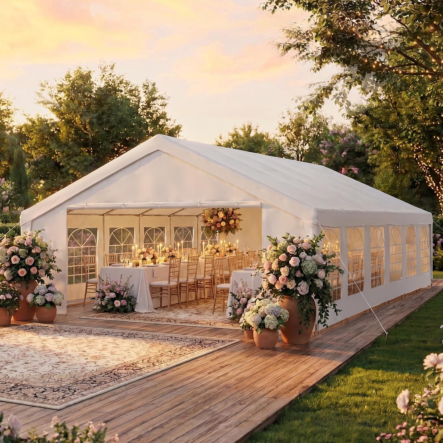 40x20 Ft Heavy-duty Party Tent Wedding Even Canopy Removable Sidewall Waterproof
