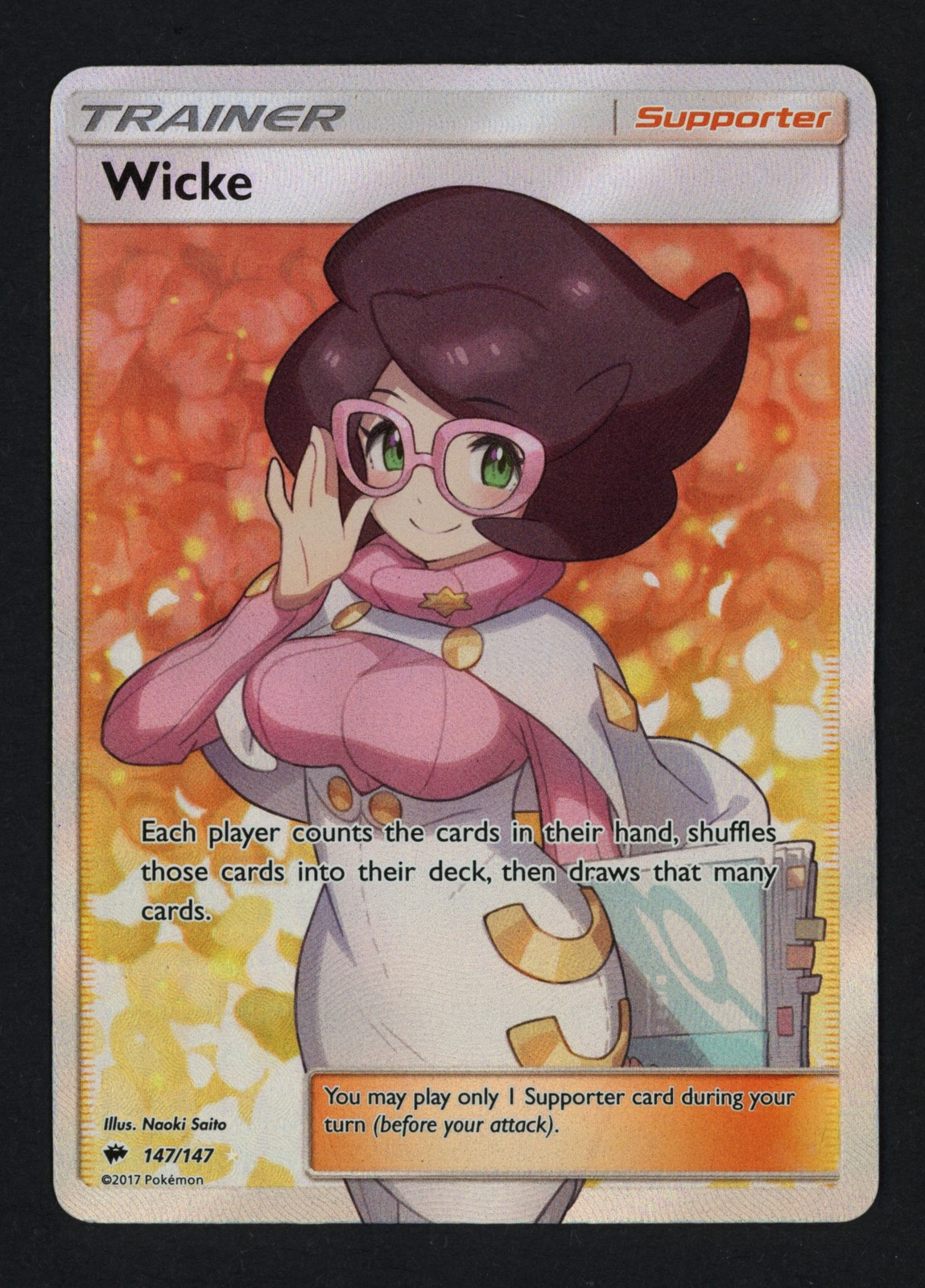 Wicke 147/147 Holofoil SM - Burning Shadows Full Art Ultra Rare Pokemon TCG