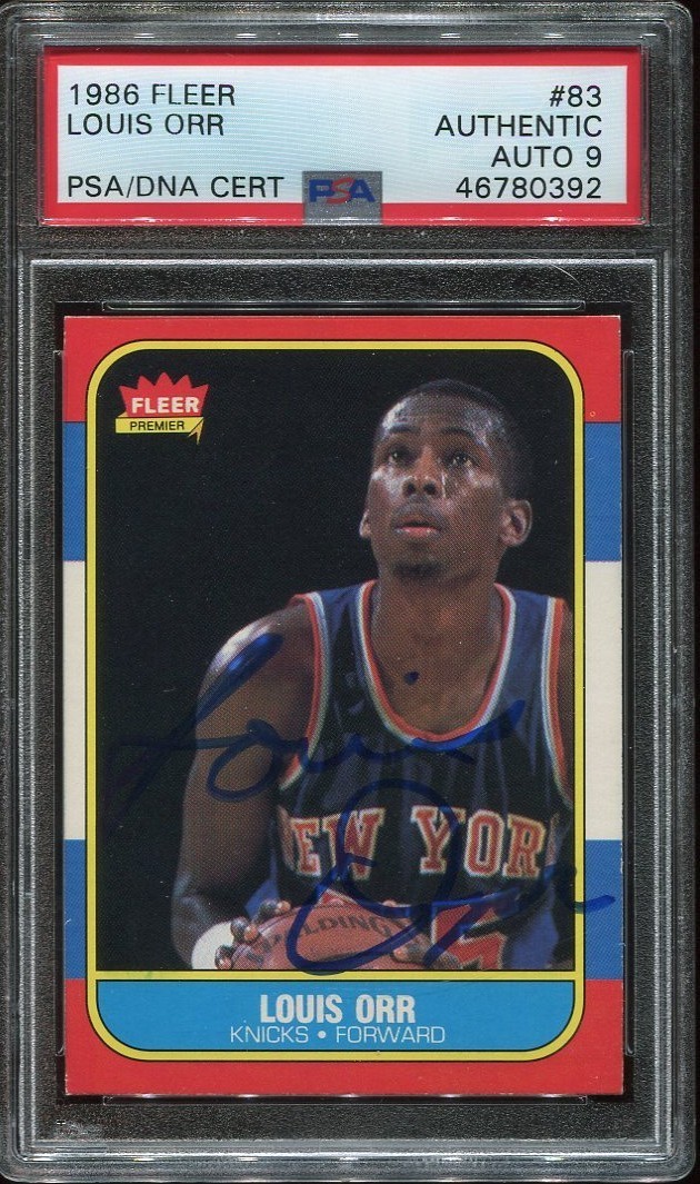 NEW YORK KNICKS LOUIS ORR signed autographed 1986 FLEER CARD PSA/DNA RARE