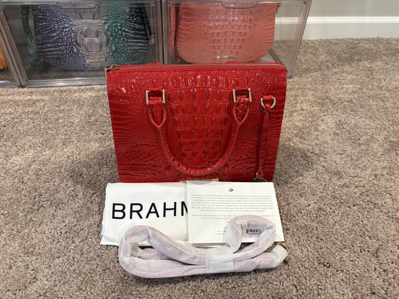Brahmin Anywhere Convertible Handbag in Carnation Melbourne Pre-Owned