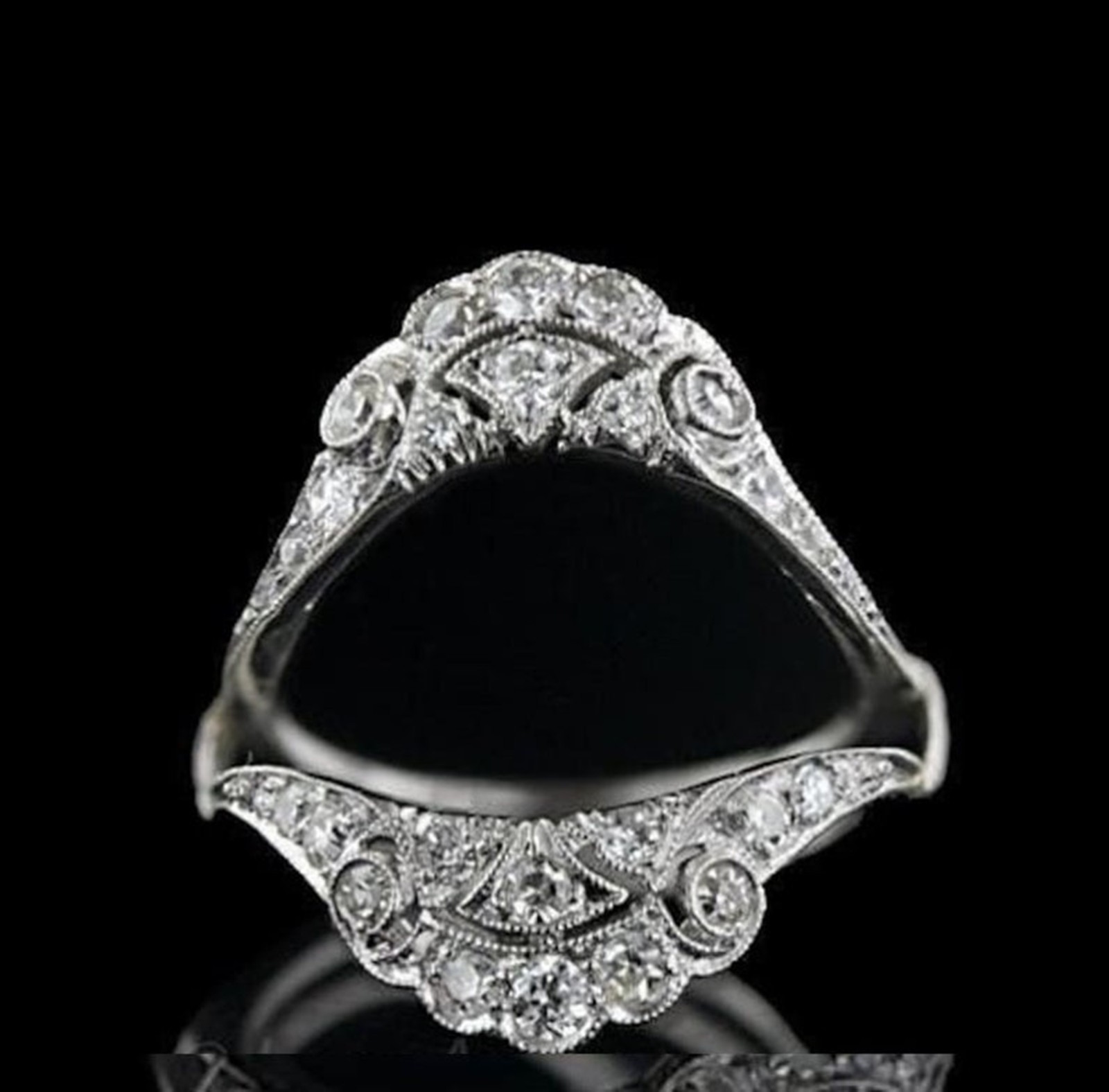 0.86 CT Round Moissanite Vintage Retro Wedding Enhancer Guard Wrap Band For Her