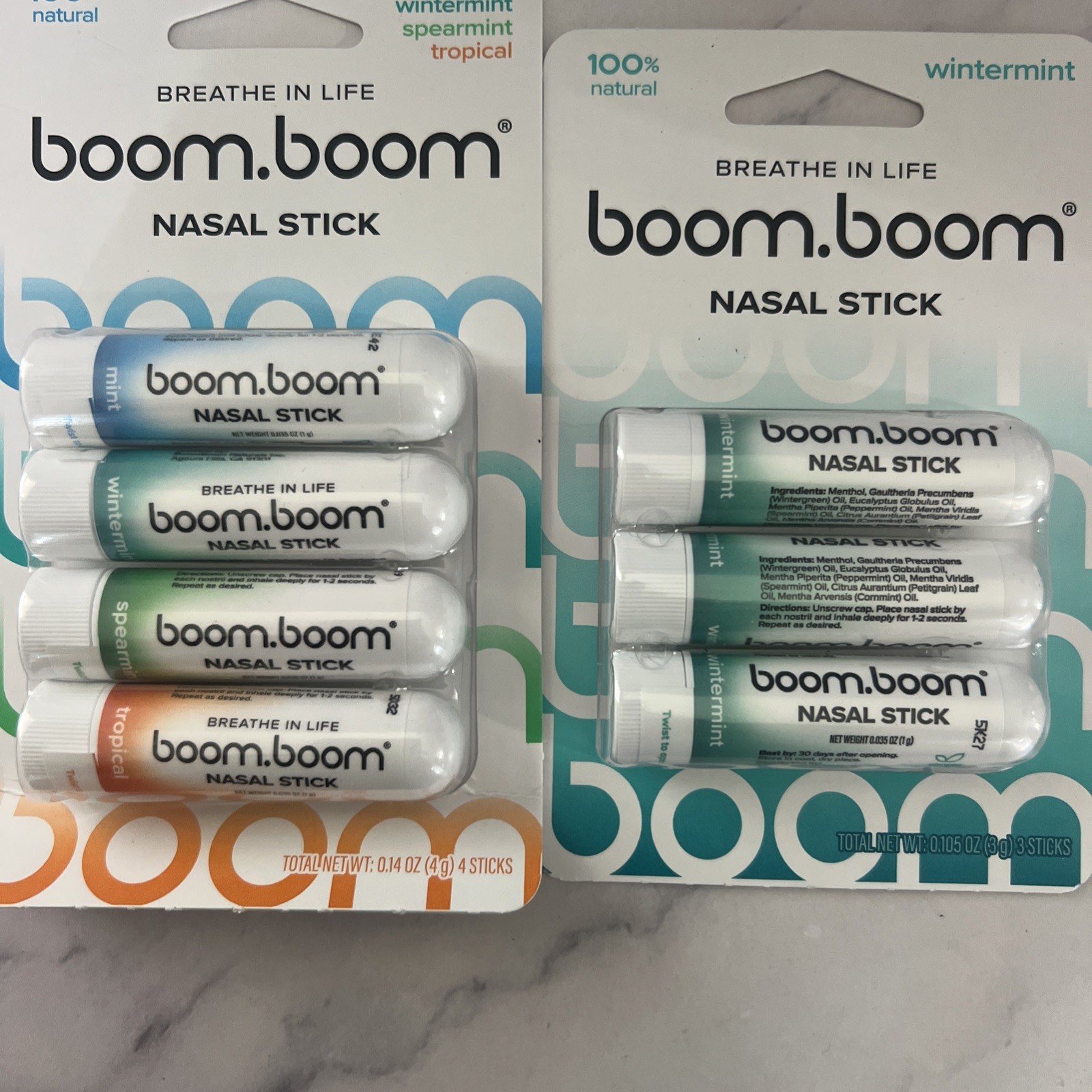 2 Pack Total Genuine boom.boom Boom Daily Use Nasal Stick Variety