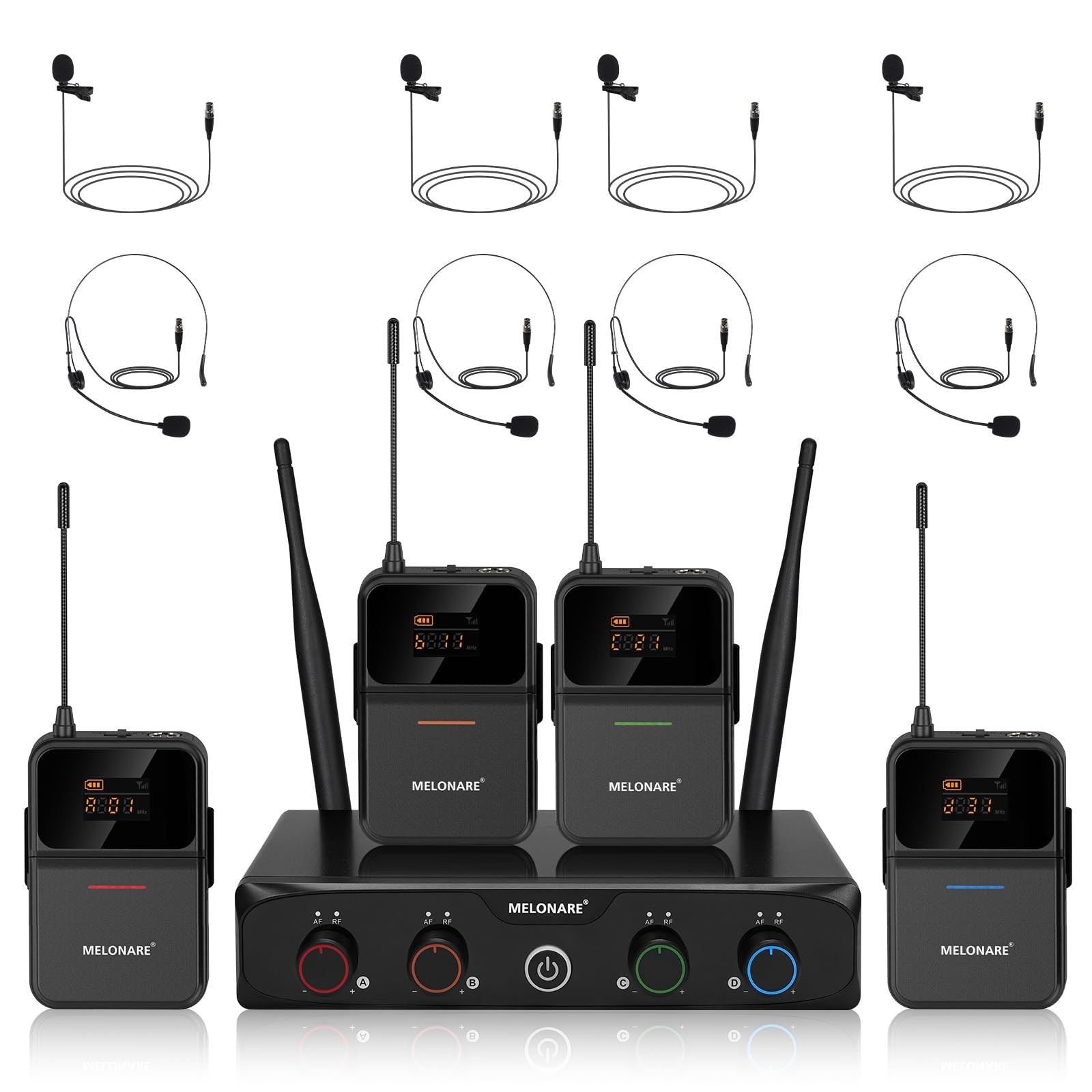 MELONARE Compact 4-Channel UHF Wireless Microphone System MWM-41-4B