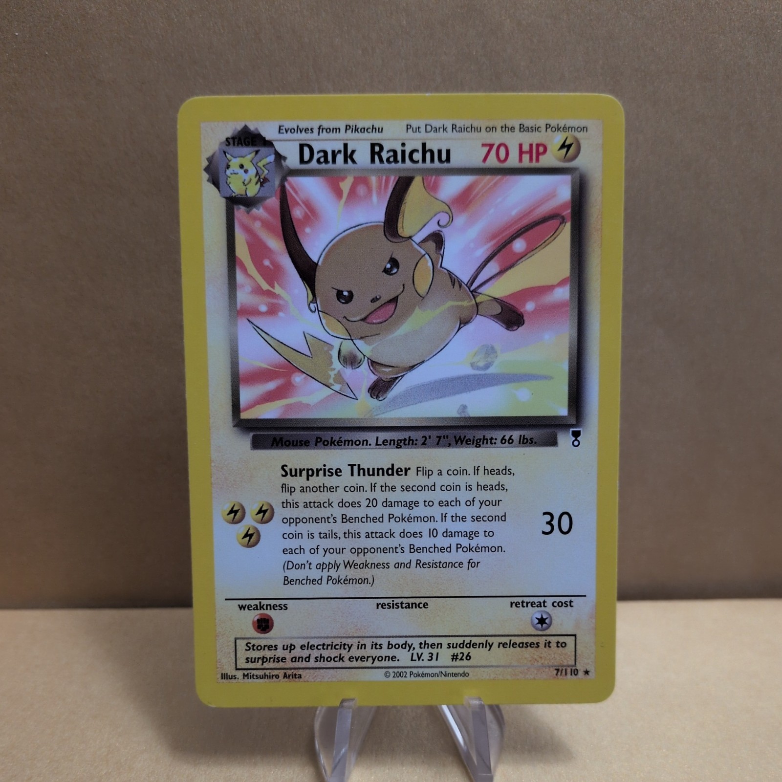 2002 Pokémon Dark Raichu 7/110 Legendary Collection Rare Non Holo LP 2002 Pokémon Dark Raichu 7/110 Legendary Collection Rare Non Holo LP